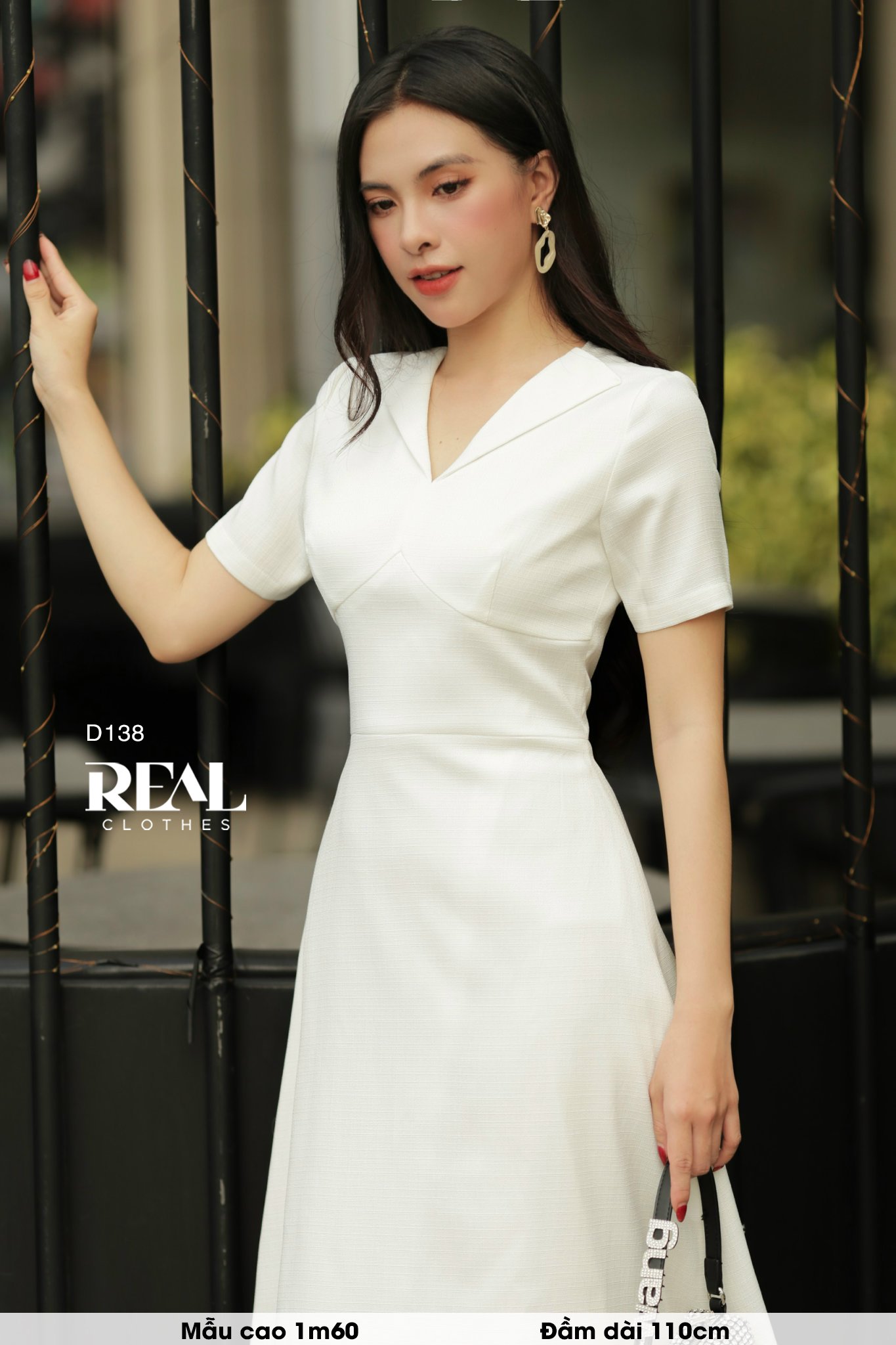 Đầm cúp ngực midi trắng