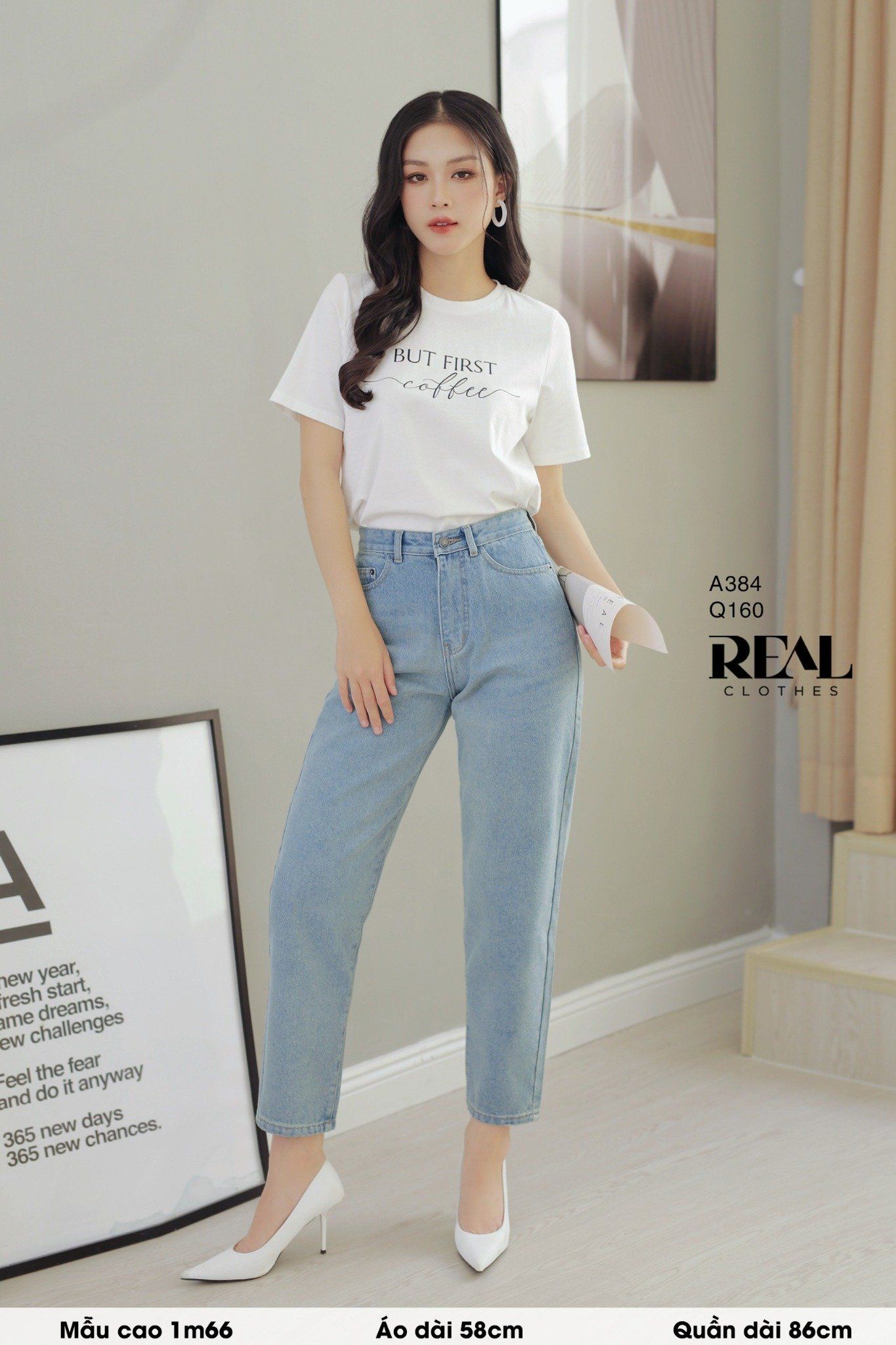  Quần jeans baggy xanh đậm 