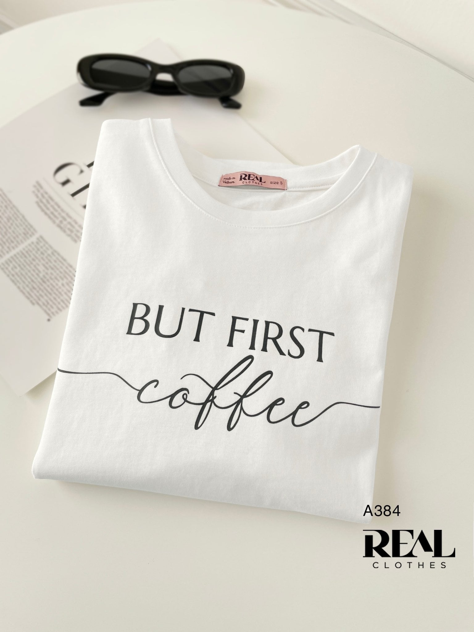 Áo thun cotton trắng COFFEE SALE