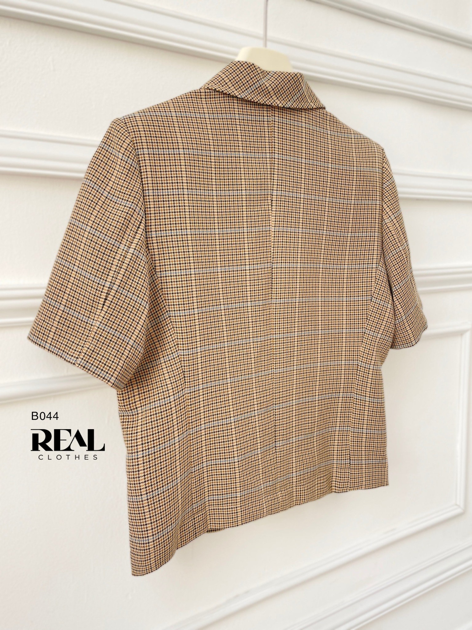 Blazer tay ngắn caro nâu SALE