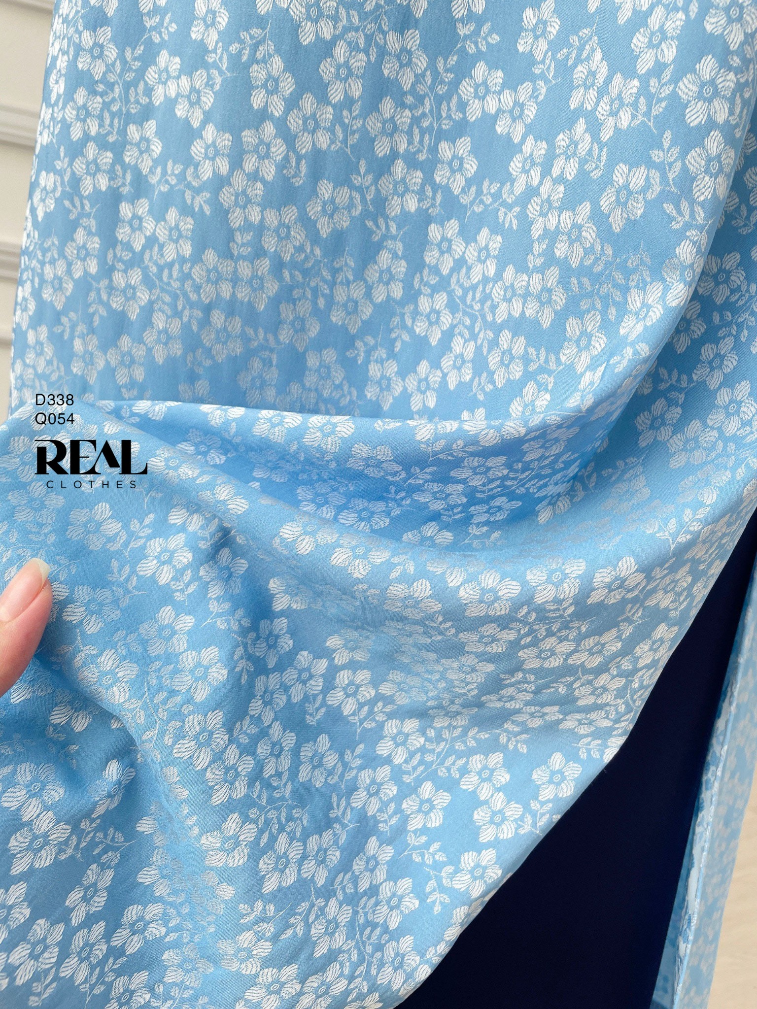 Áo dài truyền thống Nhã An blue MỚI tay dài