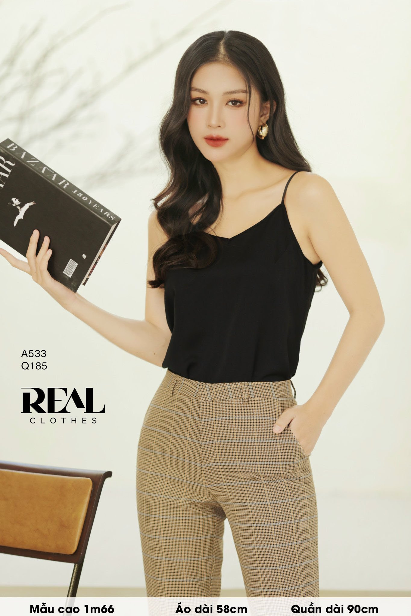 Blazer tay ngắn caro nâu SALE