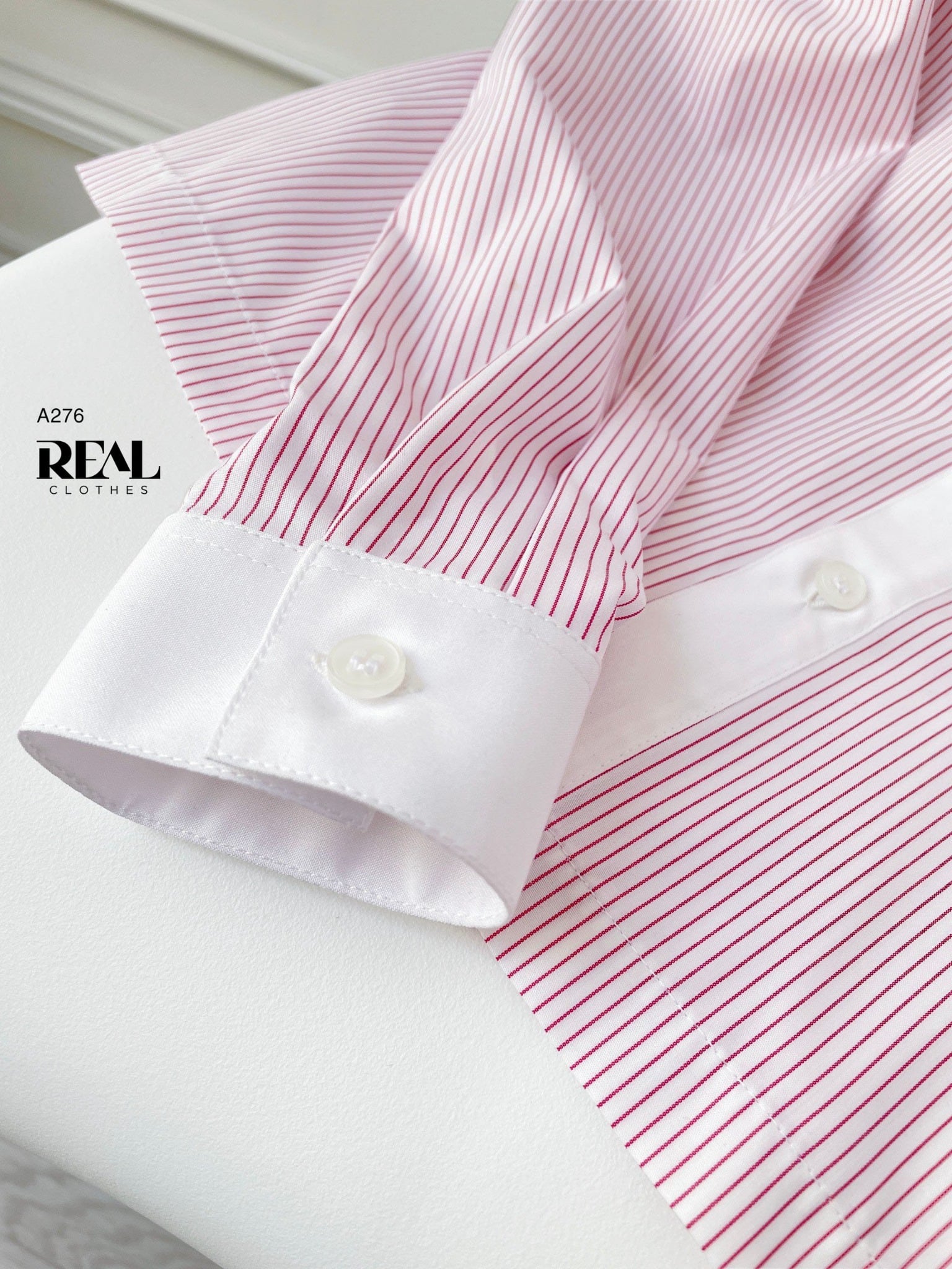 Sơ mi crop sọc hồng