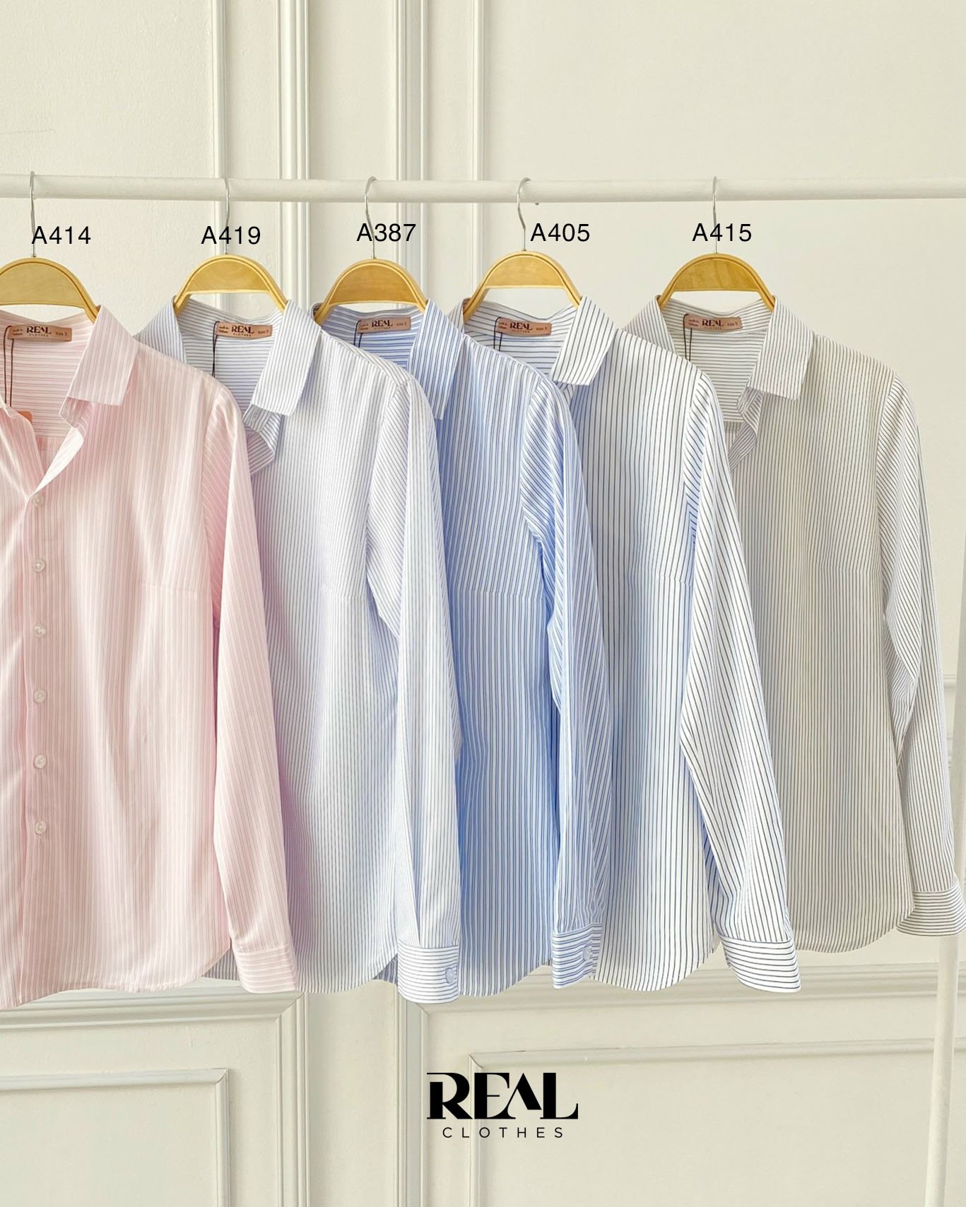 Sơ mi cổ Đức sọc hồng SALE - size XS