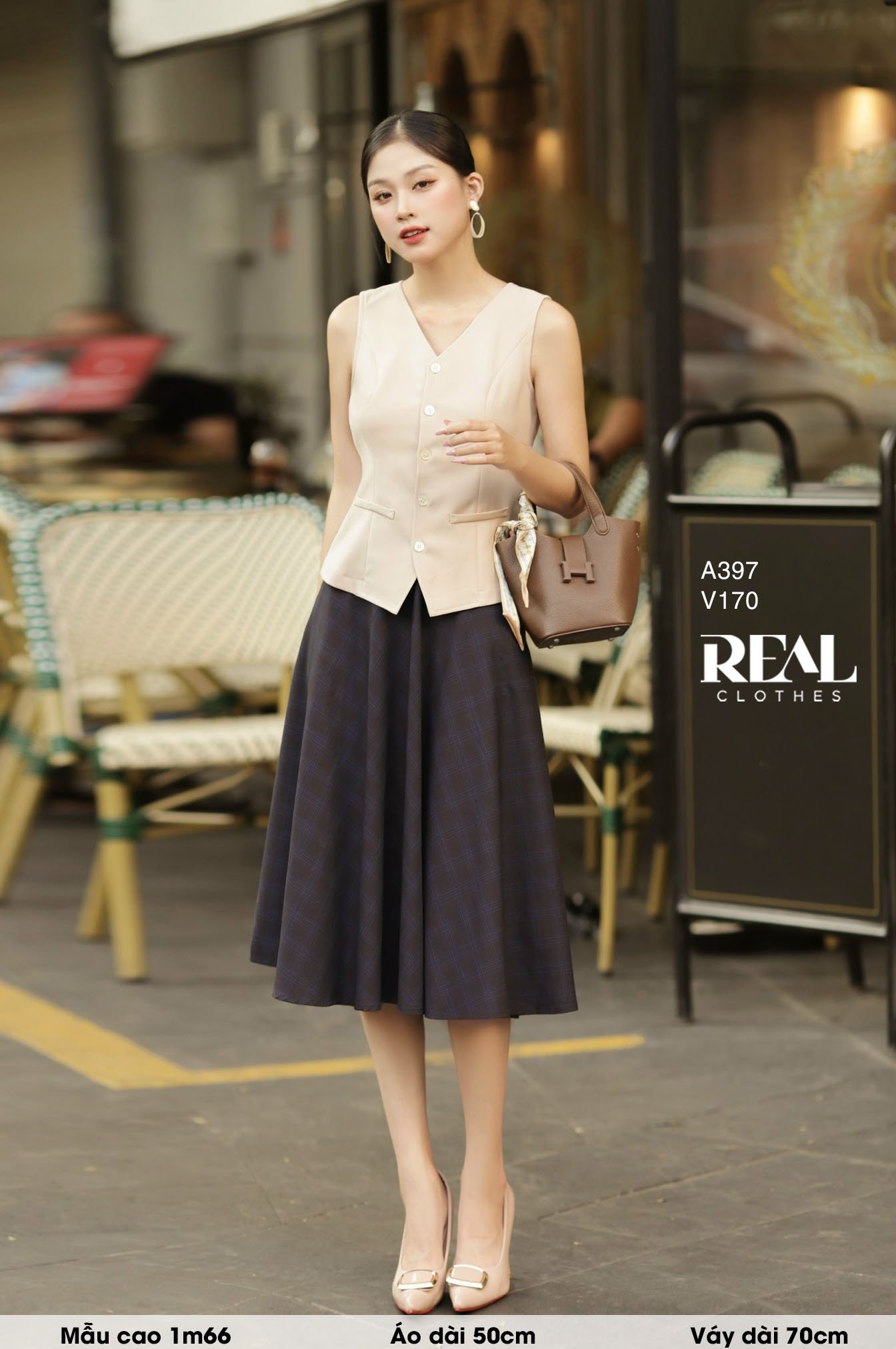 Áo kiểu ghile nude