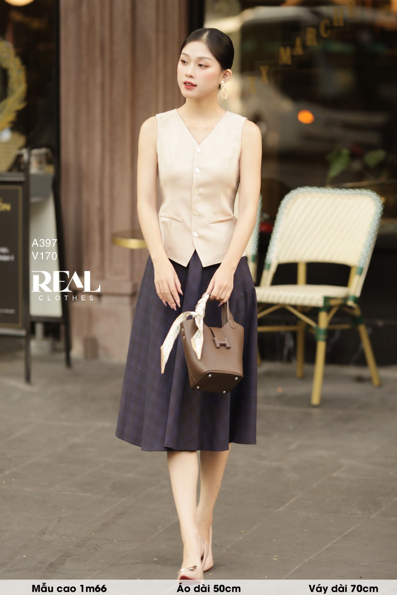 Áo kiểu ghile nude