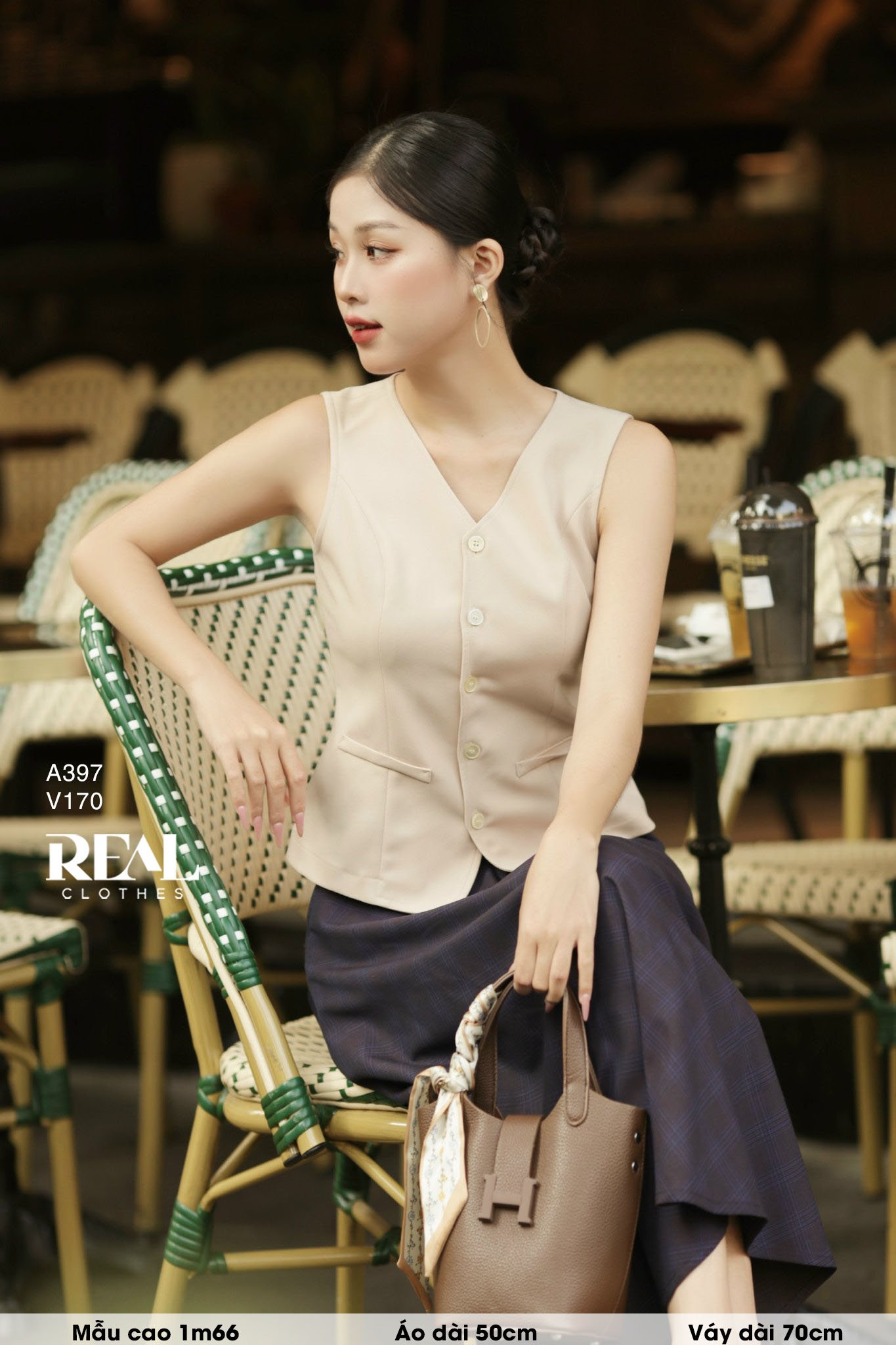 Áo kiểu ghile nude