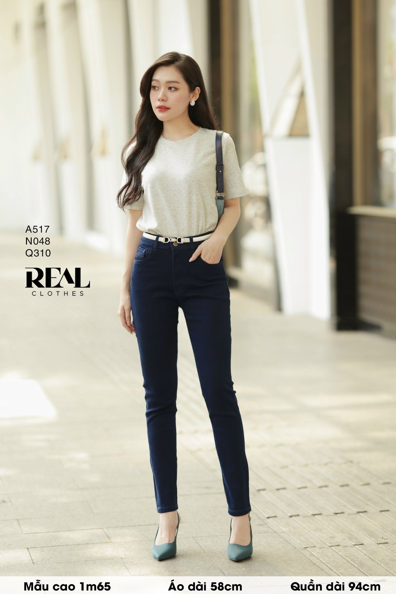  Quần jeans skinny xanh đen 