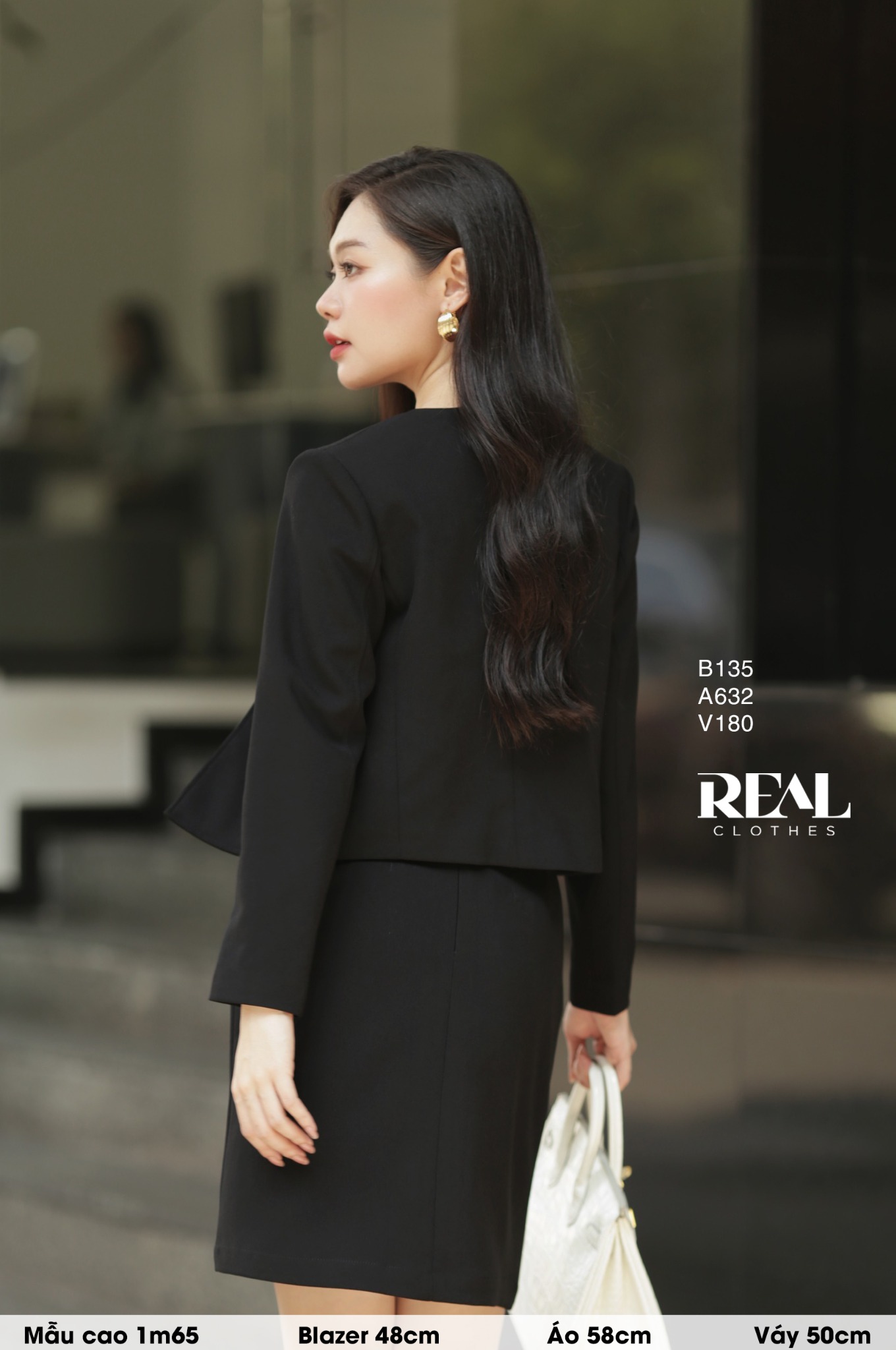 Blazer cổ tròn cindy đen