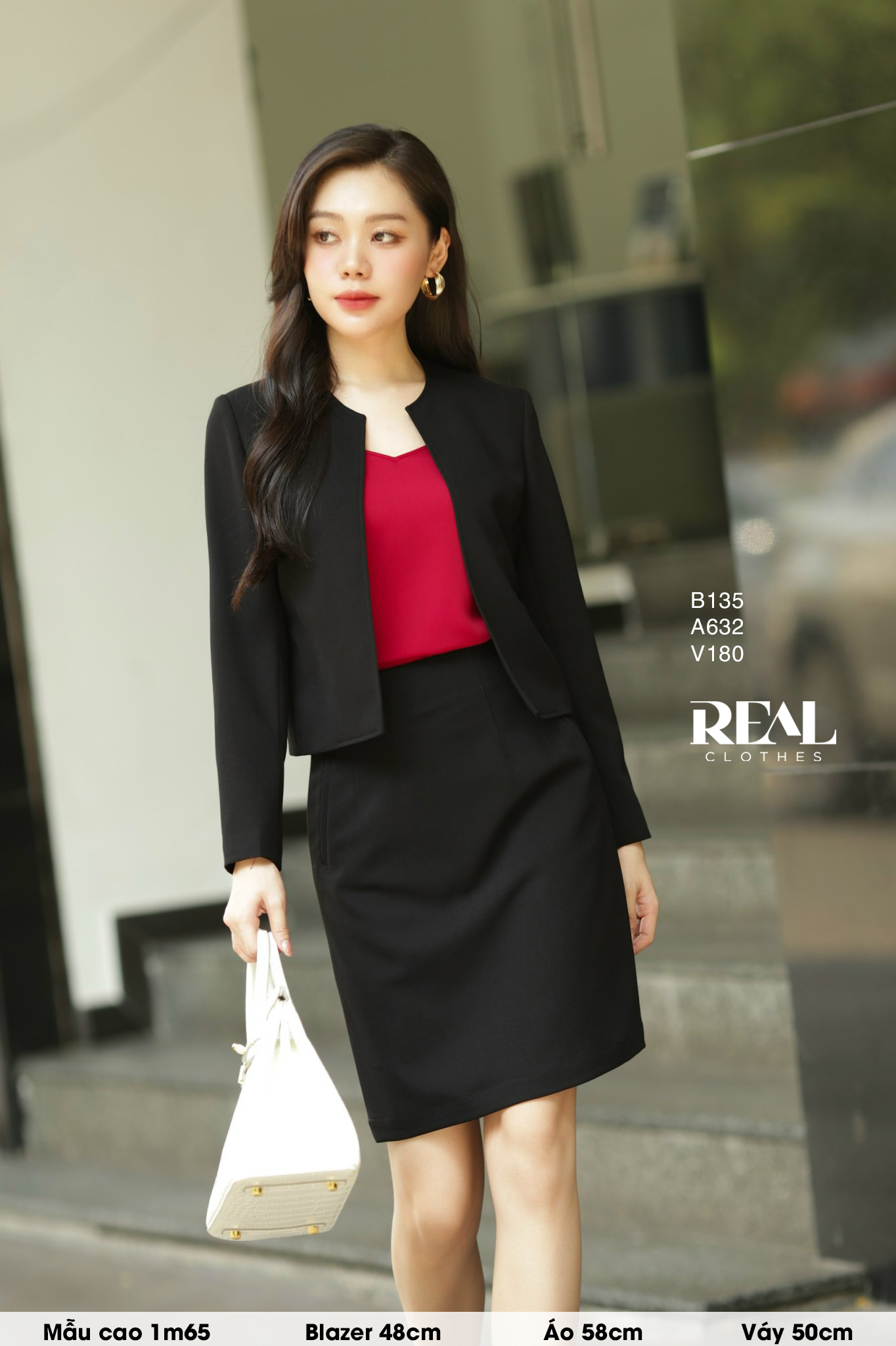 Blazer cổ tròn cindy đen