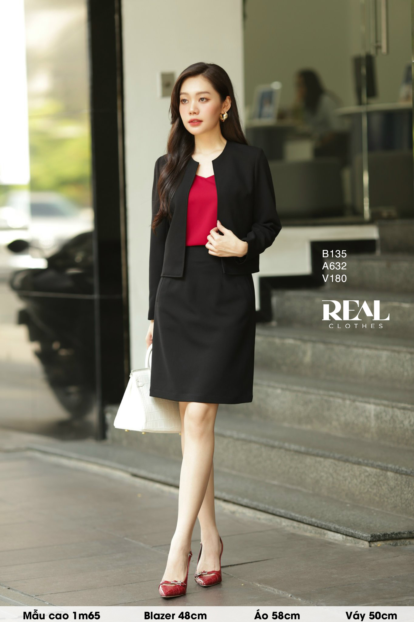 Blazer cổ tròn cindy đen