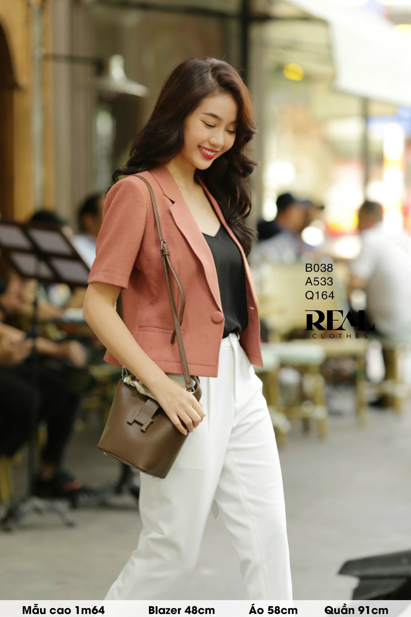  Blazer tay ngắn cam gạch 