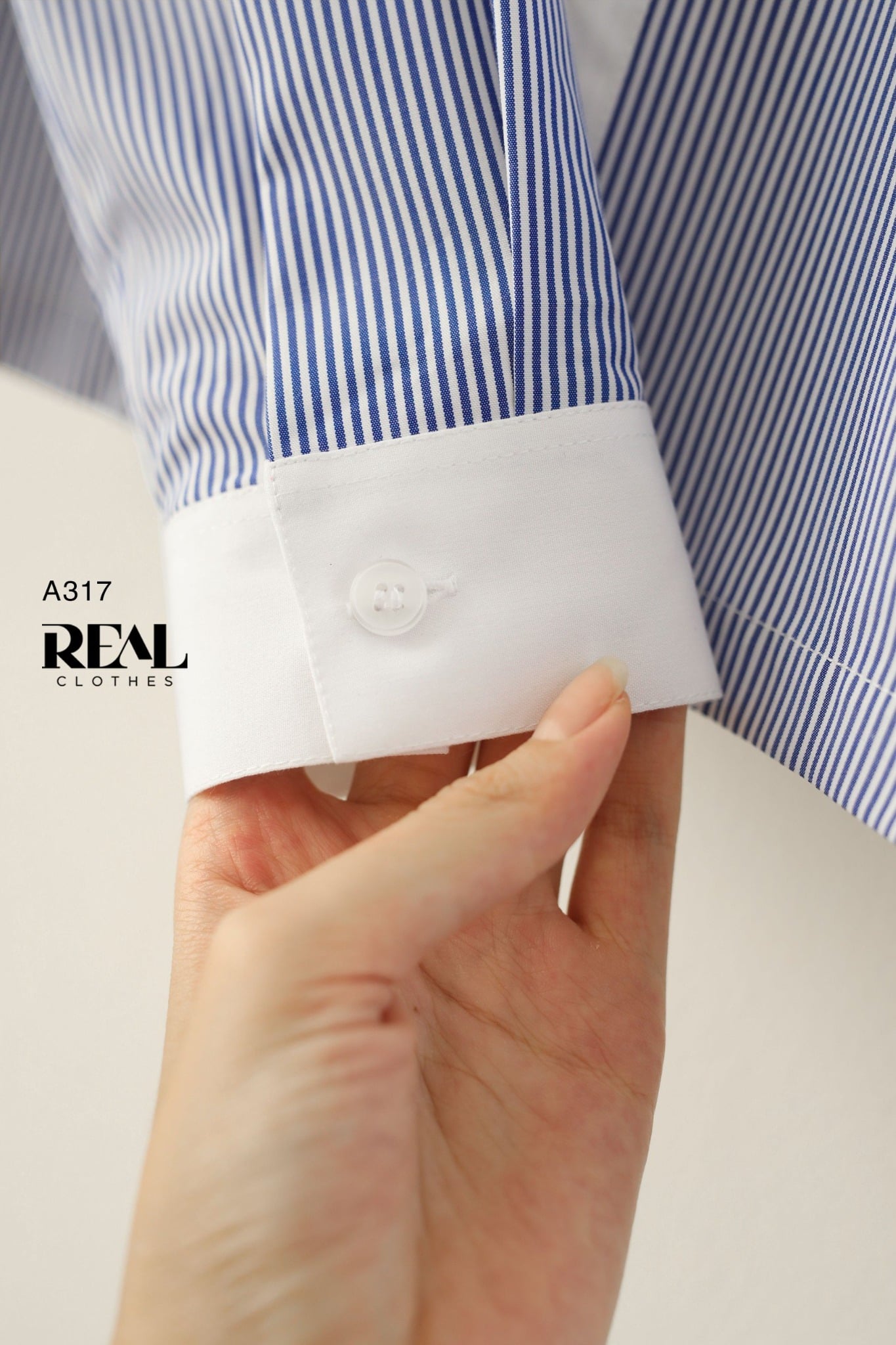 Sơ mi crop sọc xanh đậm