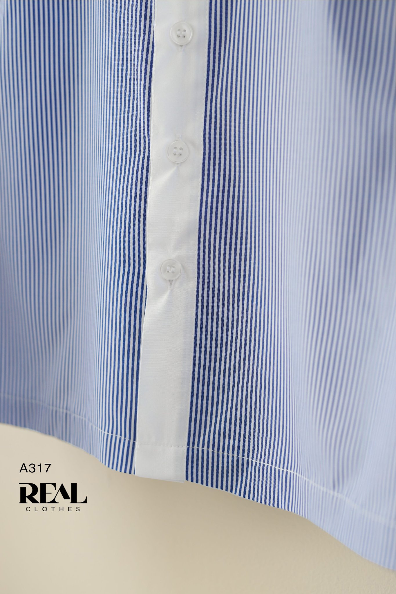 Sơ mi crop sọc xanh đậm