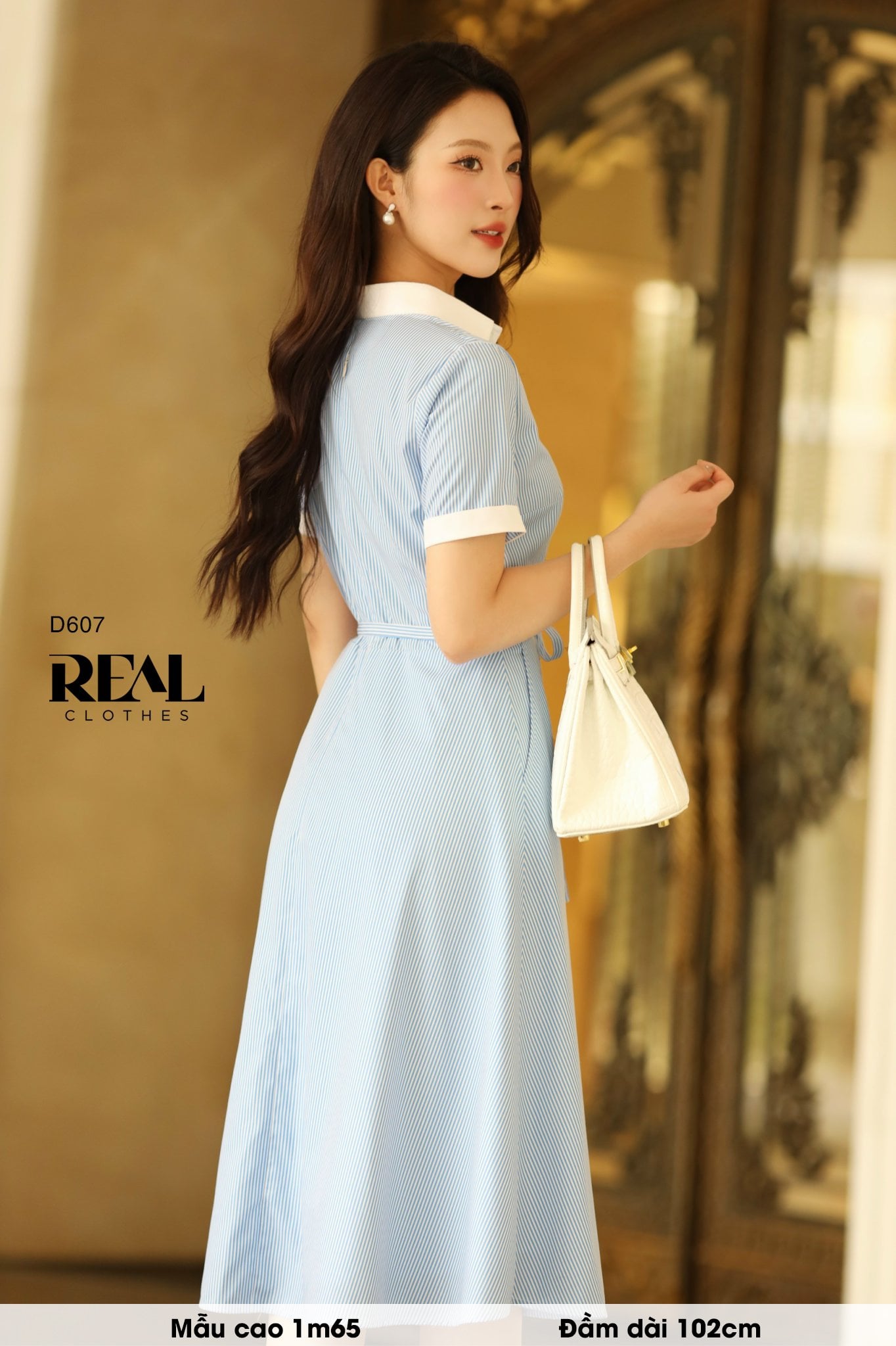 Đầm sơ mi xòe blue SALE