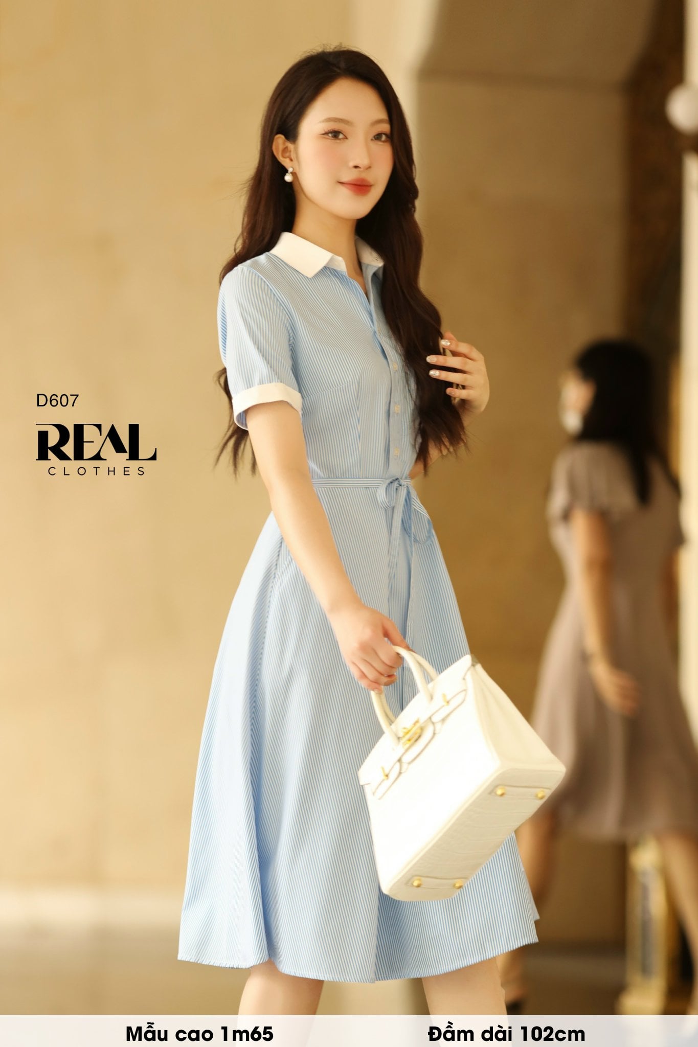 Đầm sơ mi xòe blue SALE