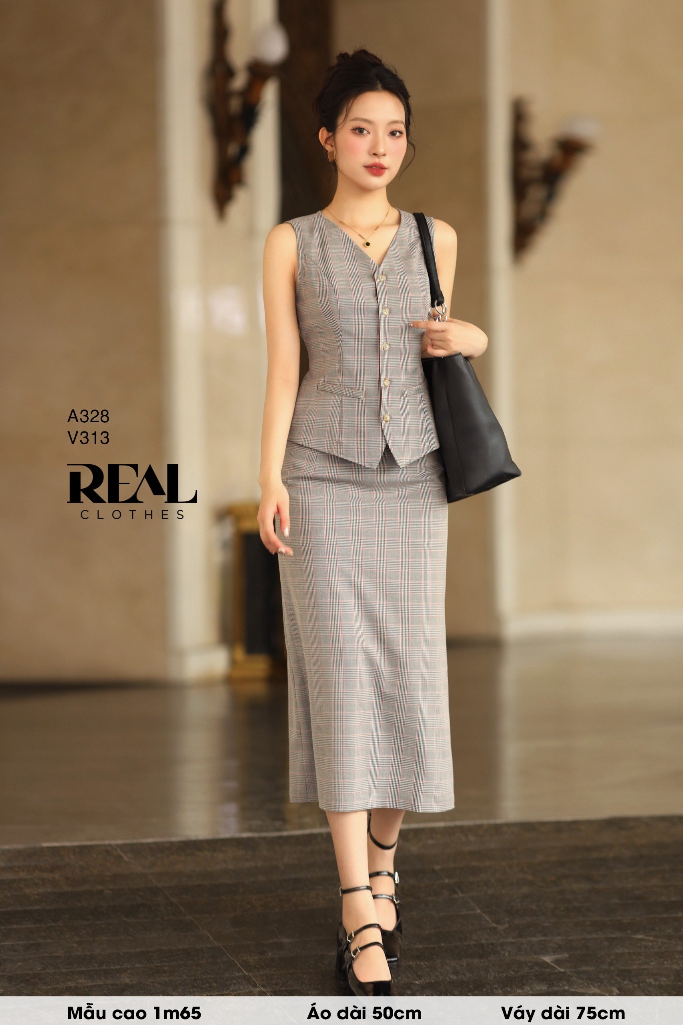 Váy Japan dài caro đỏ SALE - size XS