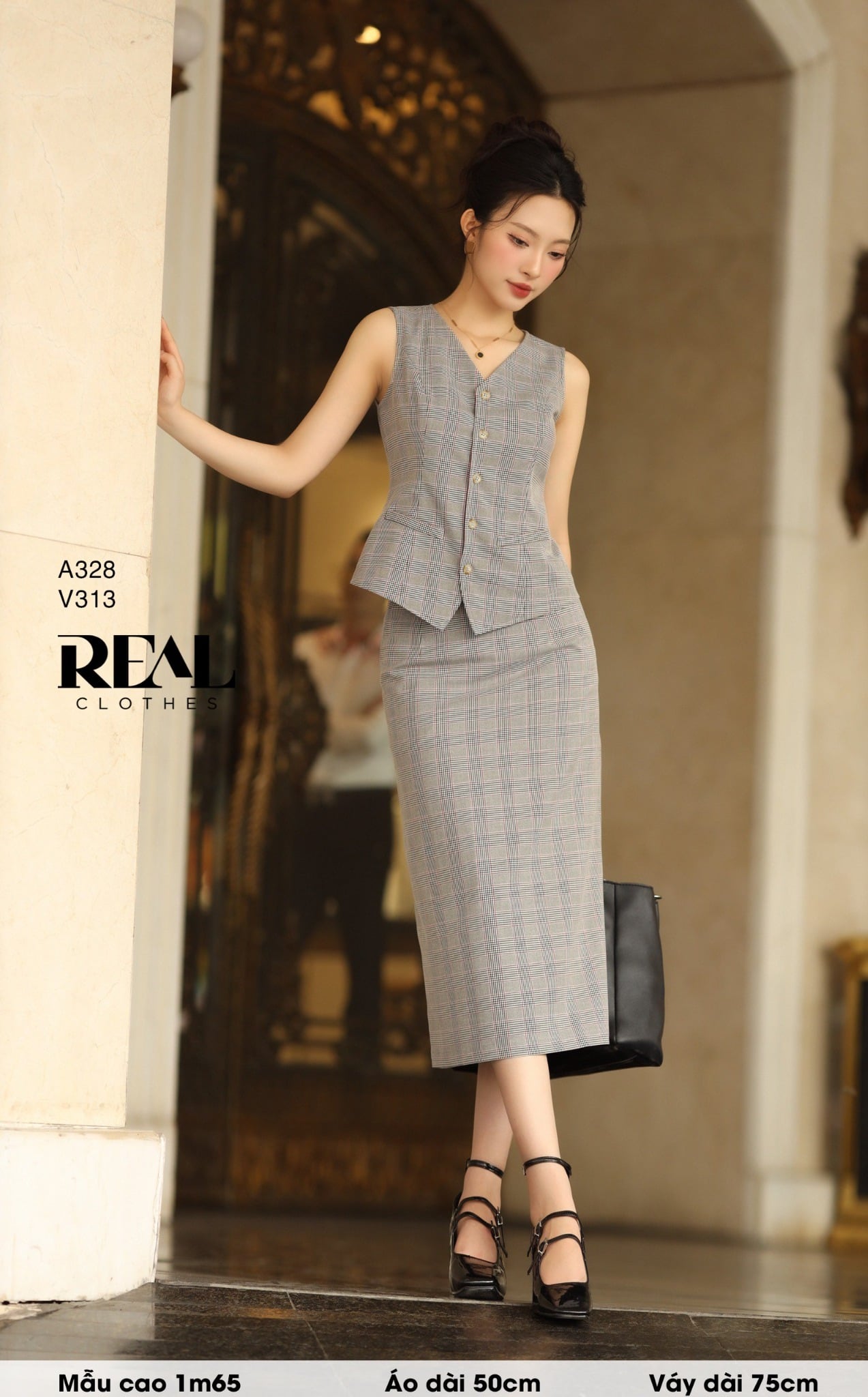 Váy Japan dài caro đỏ SALE - size XS