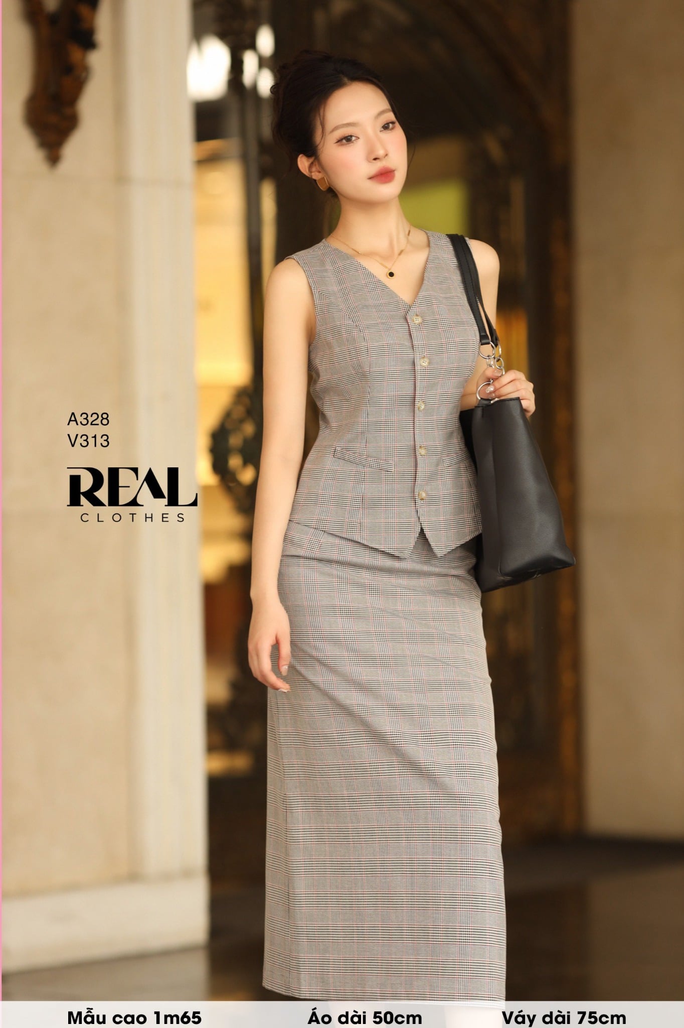 Váy Japan dài caro đỏ SALE - size XS