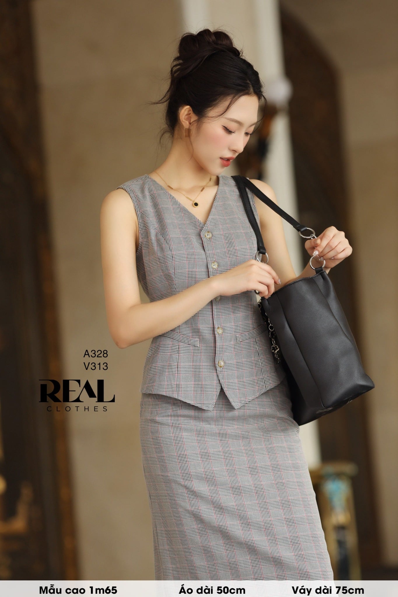 Váy Japan dài caro đỏ SALE - size XS