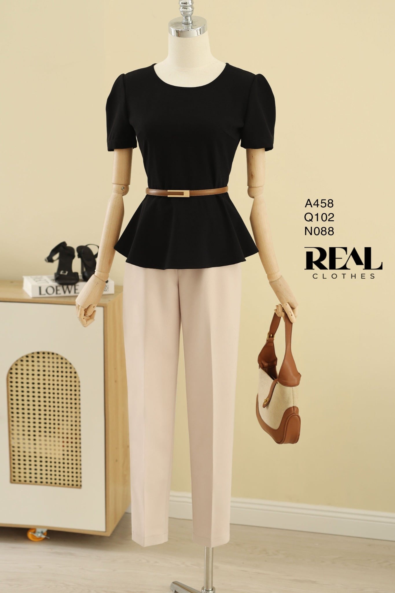 Áo peplum thun đen SALE