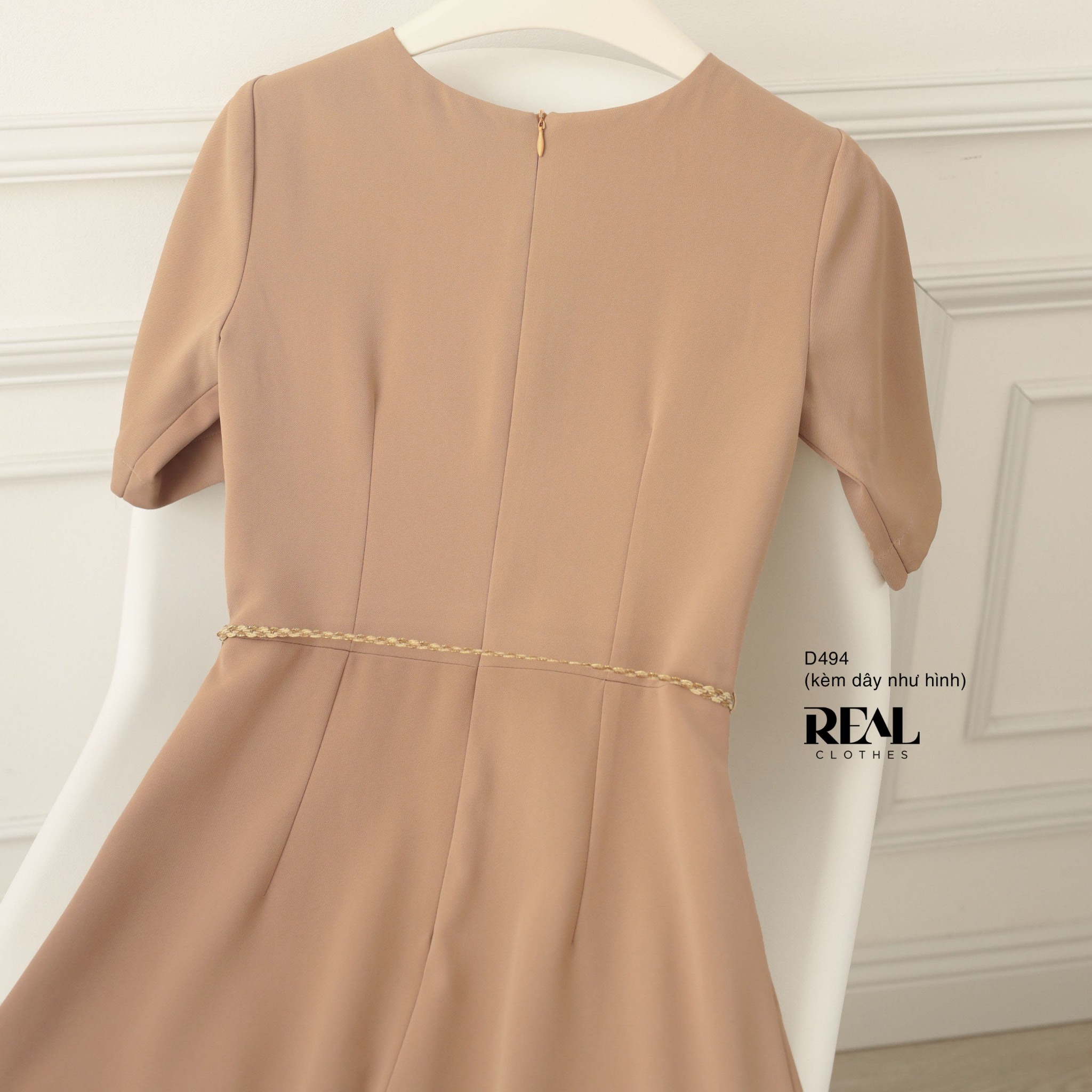 Đầm classic cà phê sữa (kèm belt) SALE