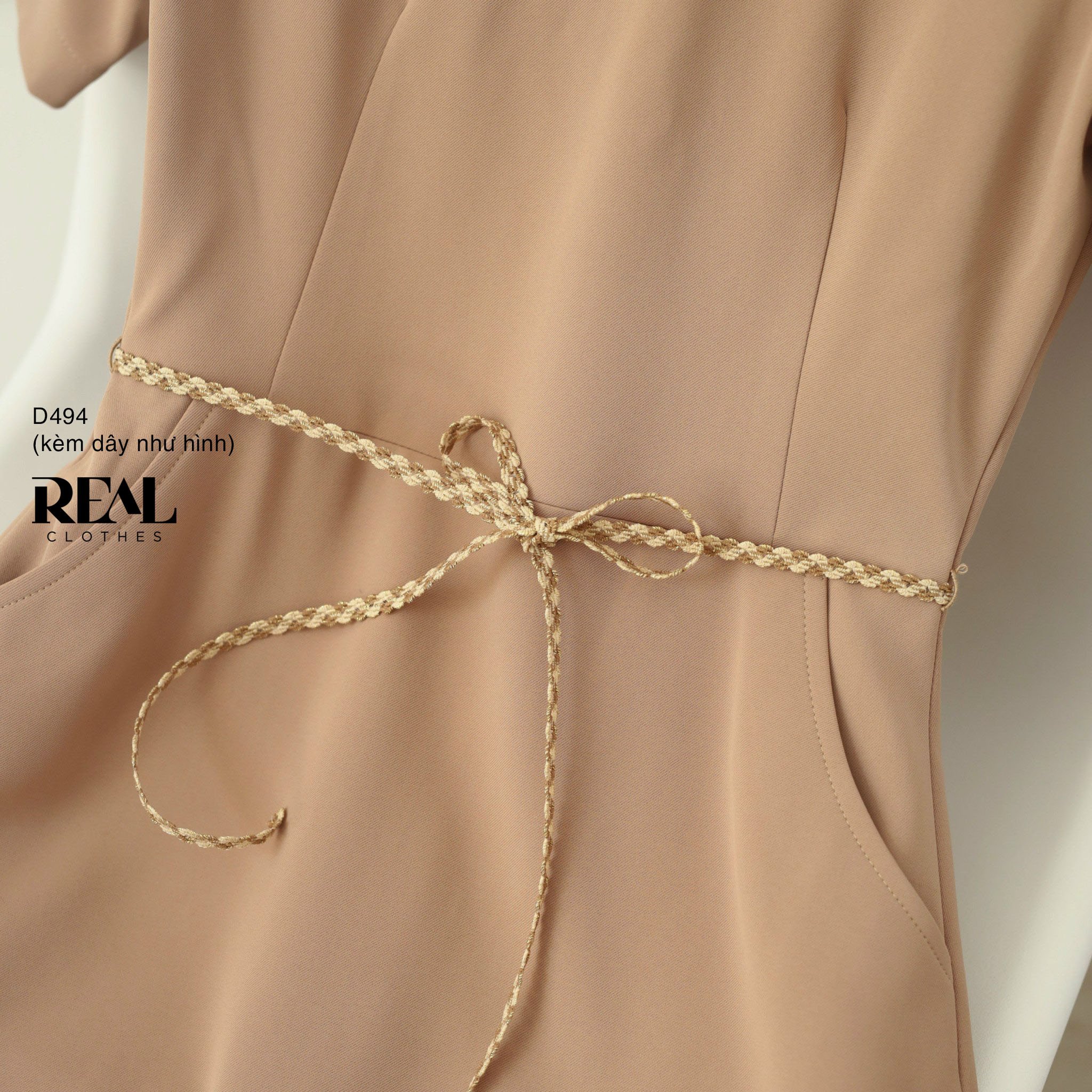 Đầm classic cà phê sữa (kèm belt) SALE