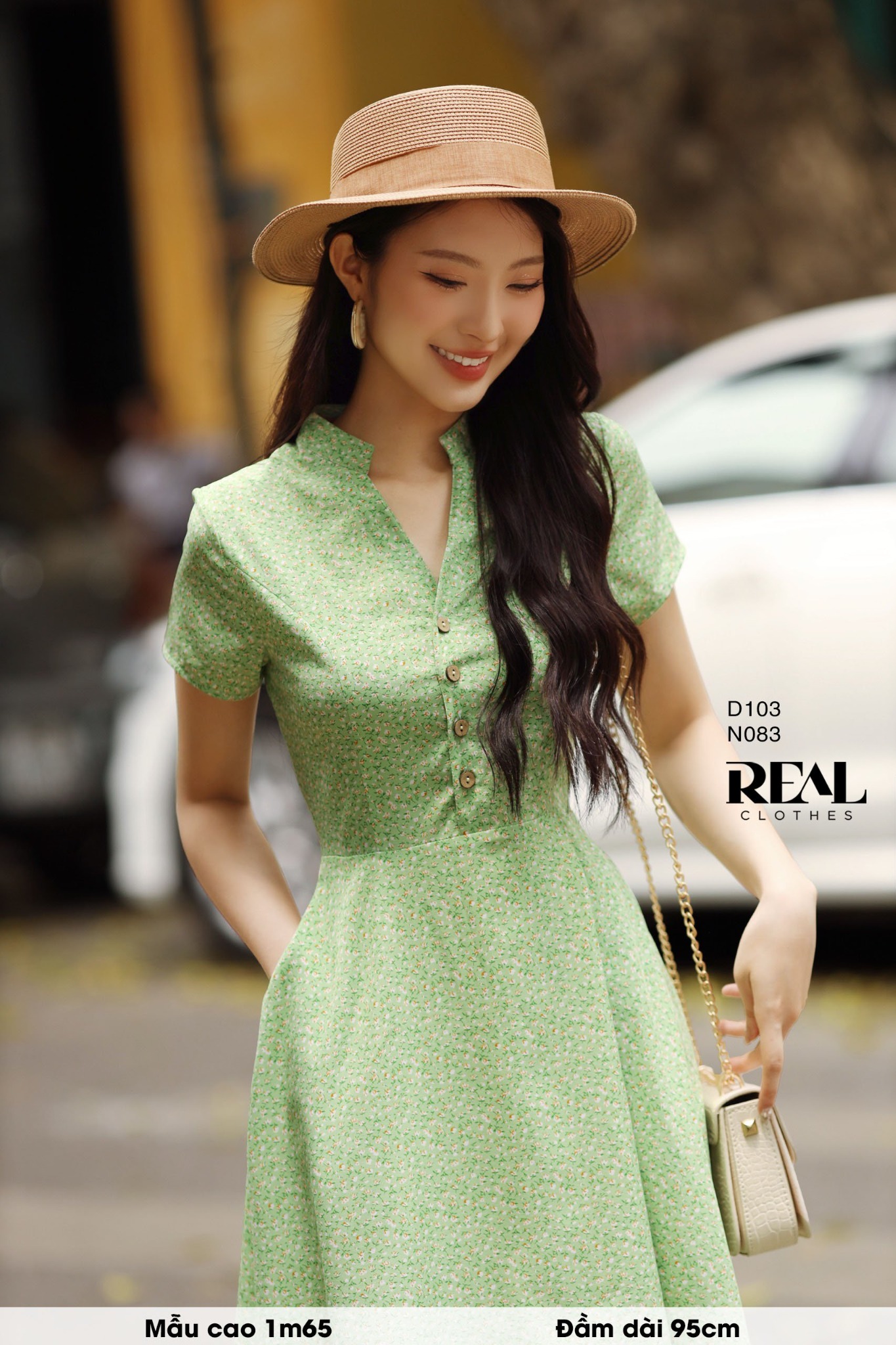 Đầm Summer hoa xanh lá SALE