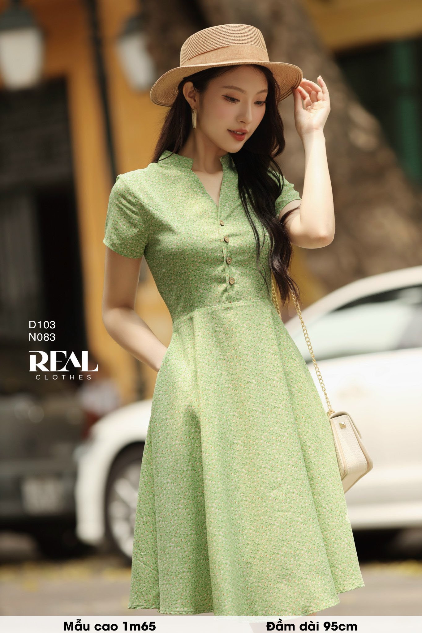 Đầm Summer hoa xanh lá SALE