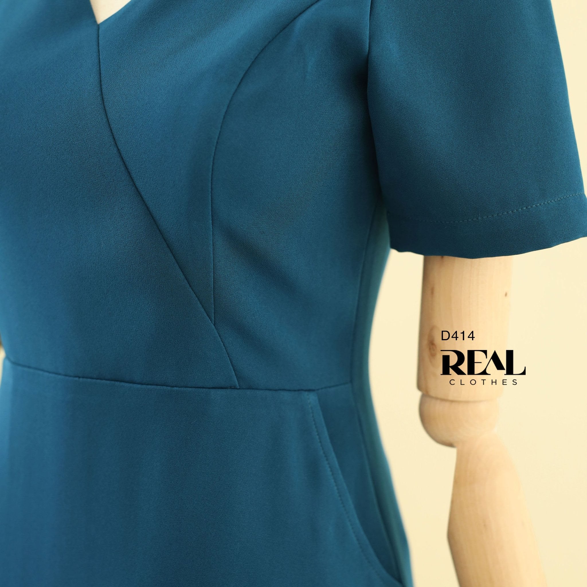 Đầm sarah xanh cổ vịt