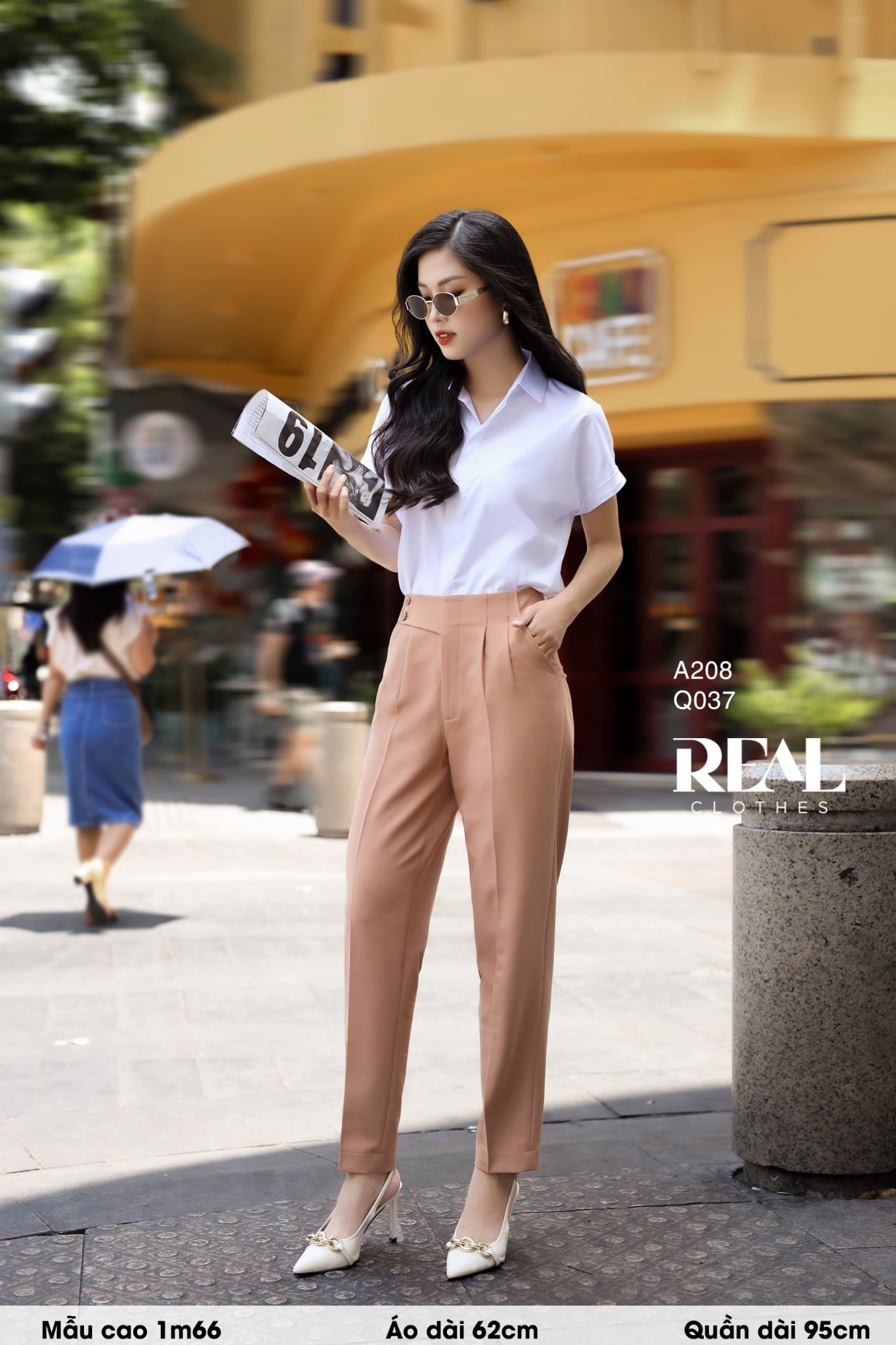 Quần Tokyo nút da bò