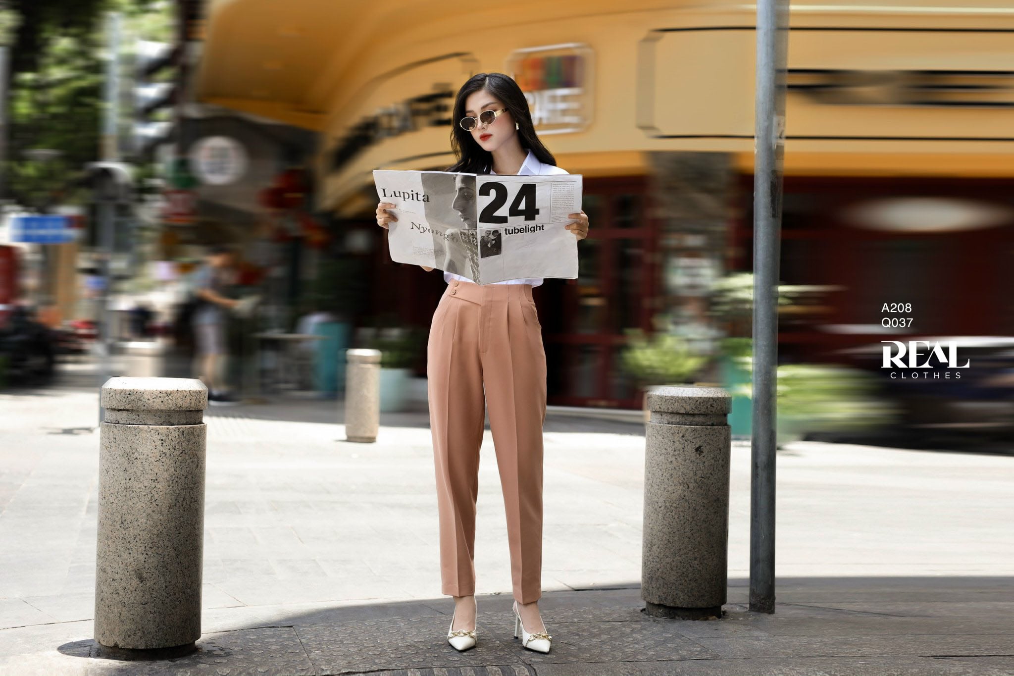 Quần Tokyo nút da bò