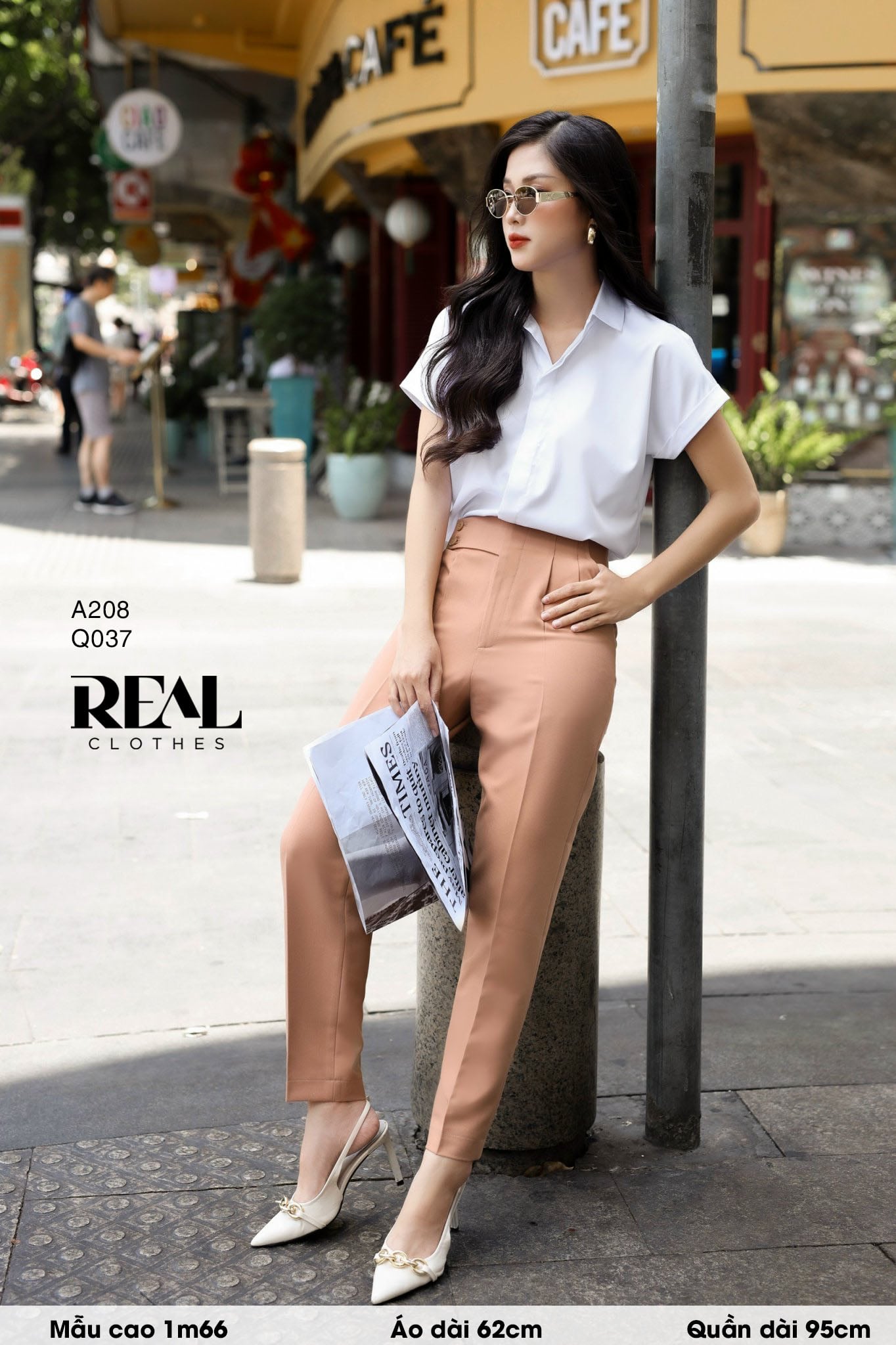 Quần Tokyo nút da bò