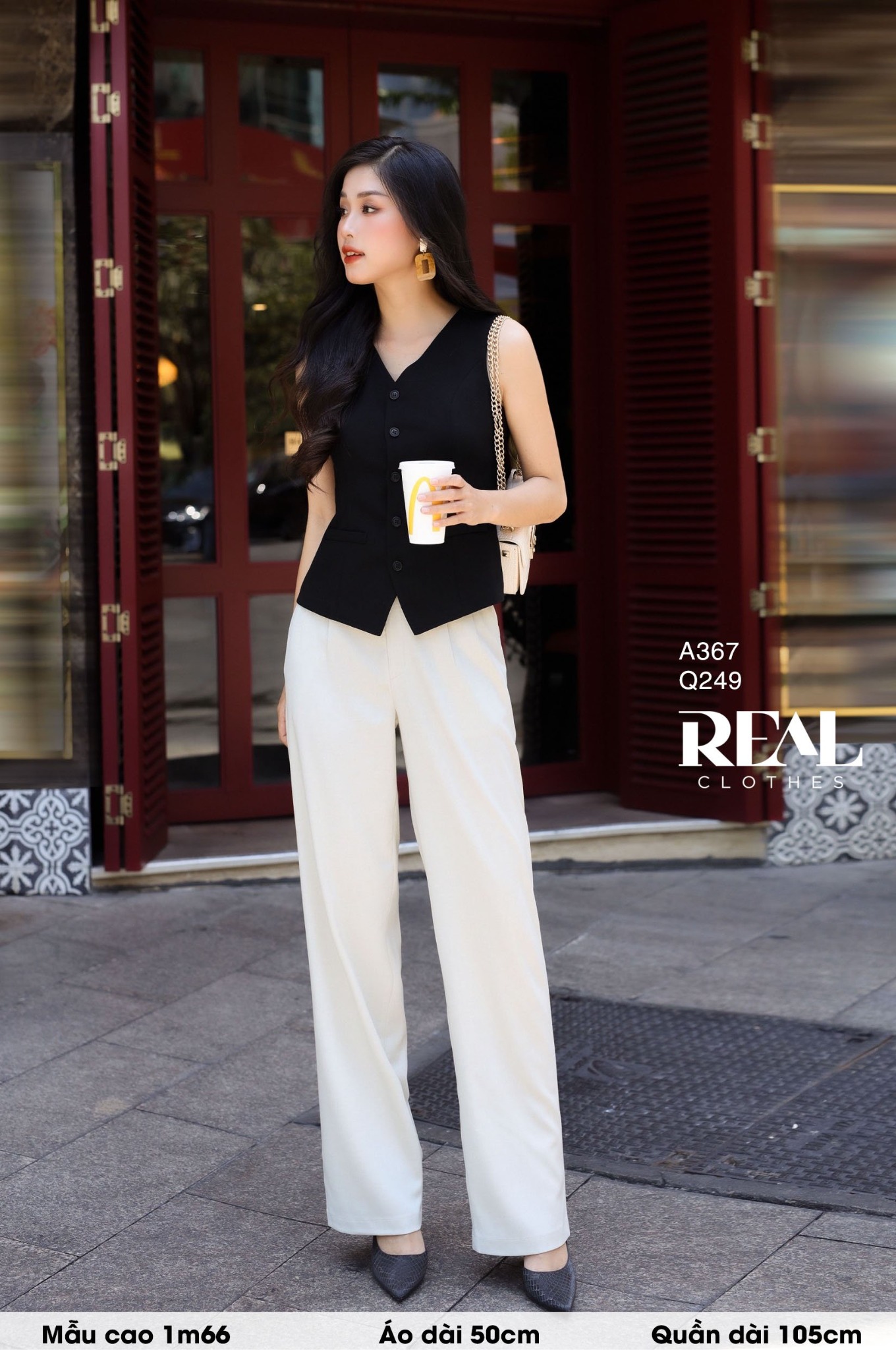 Áo kiểu ghile đen