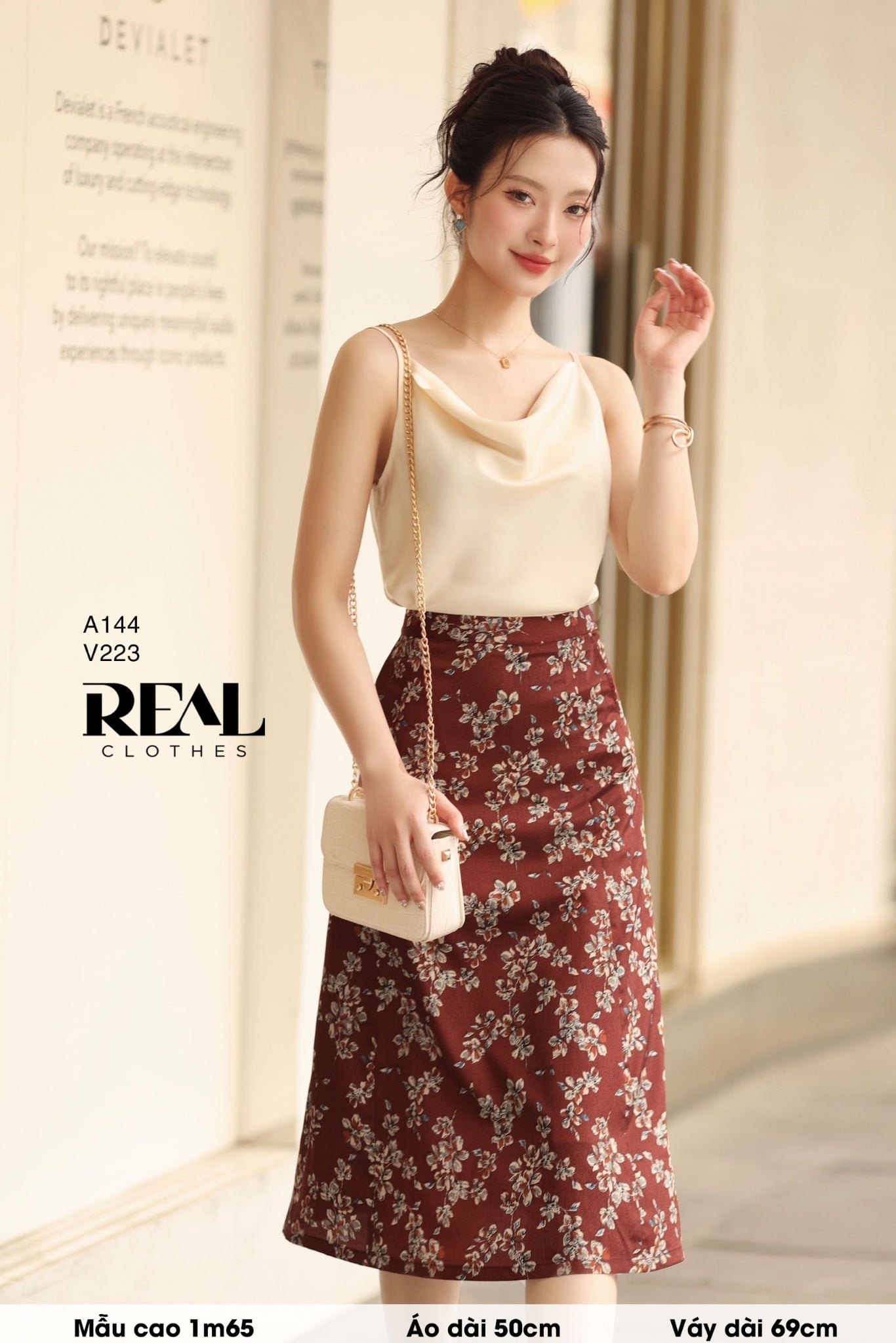 Váy 8 mảnh midi hoa gạo SALE