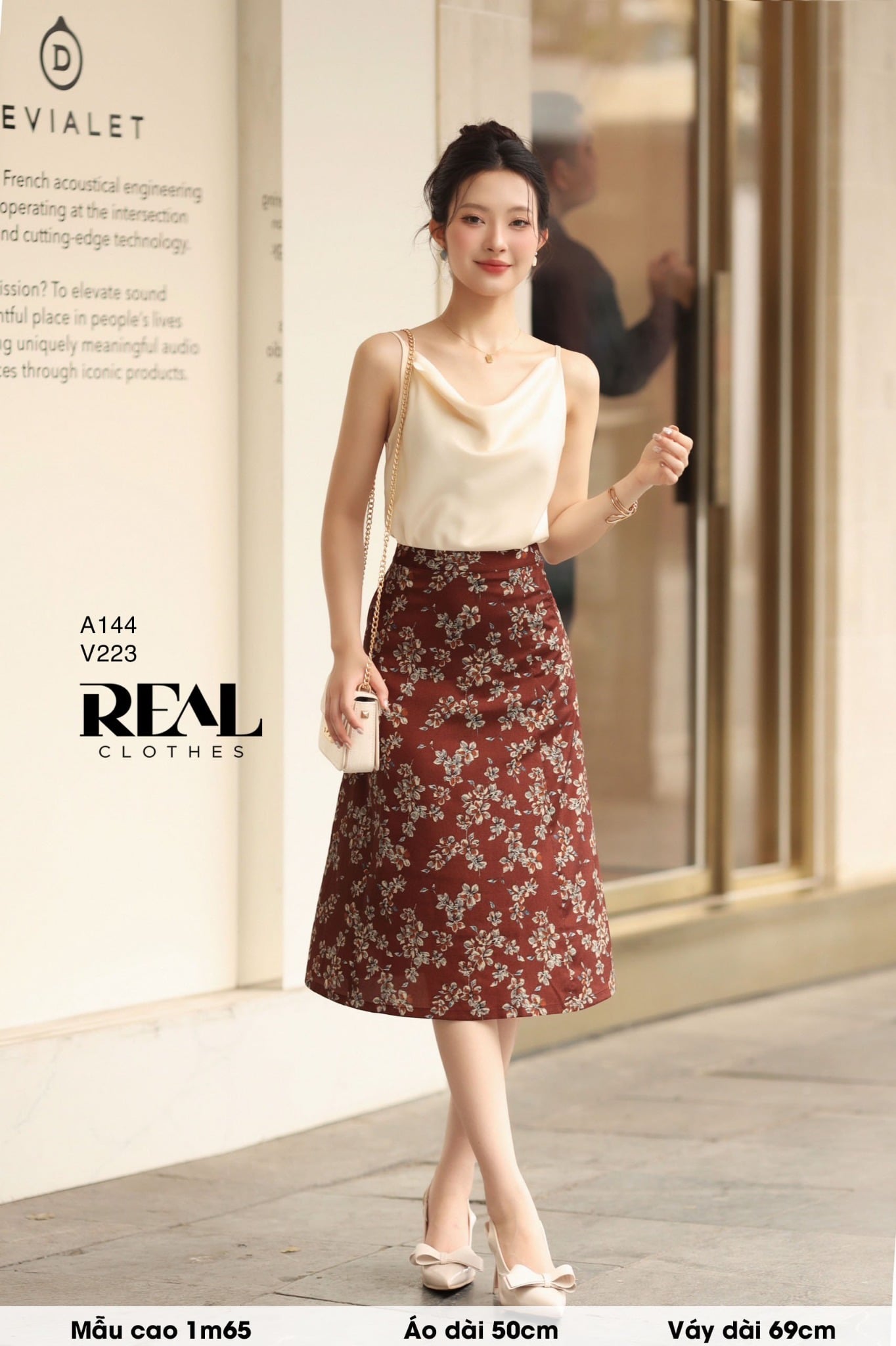 Váy 8 mảnh midi hoa gạo SALE