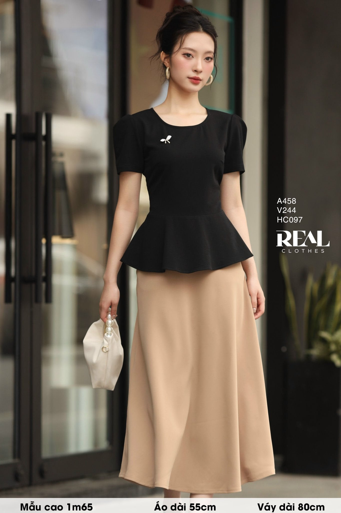 Áo peplum thun đen SALE