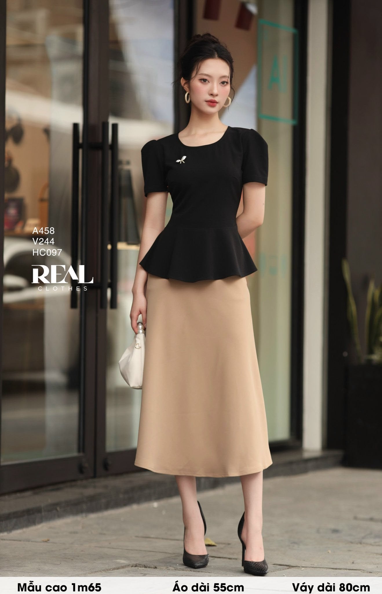 Áo peplum thun đen SALE