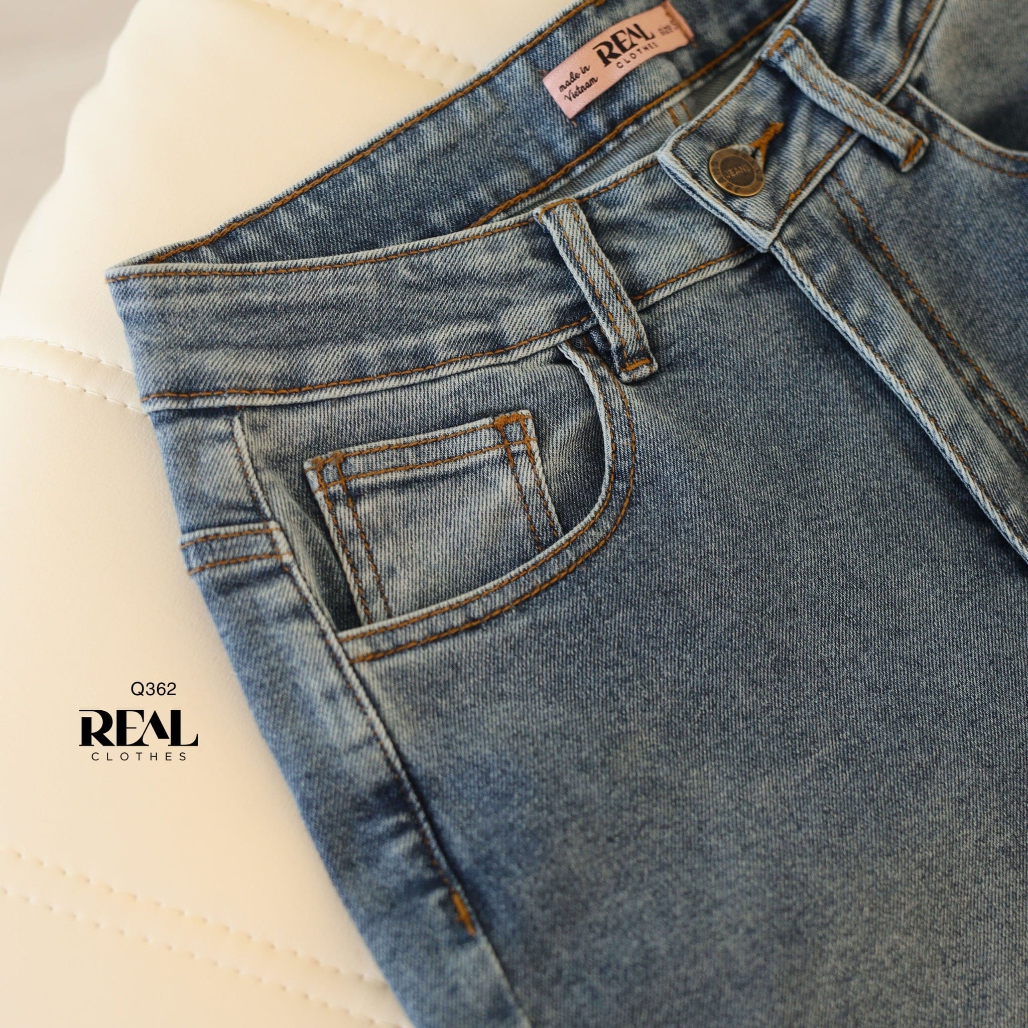 Quần Jeans ống đứng xanh đậm