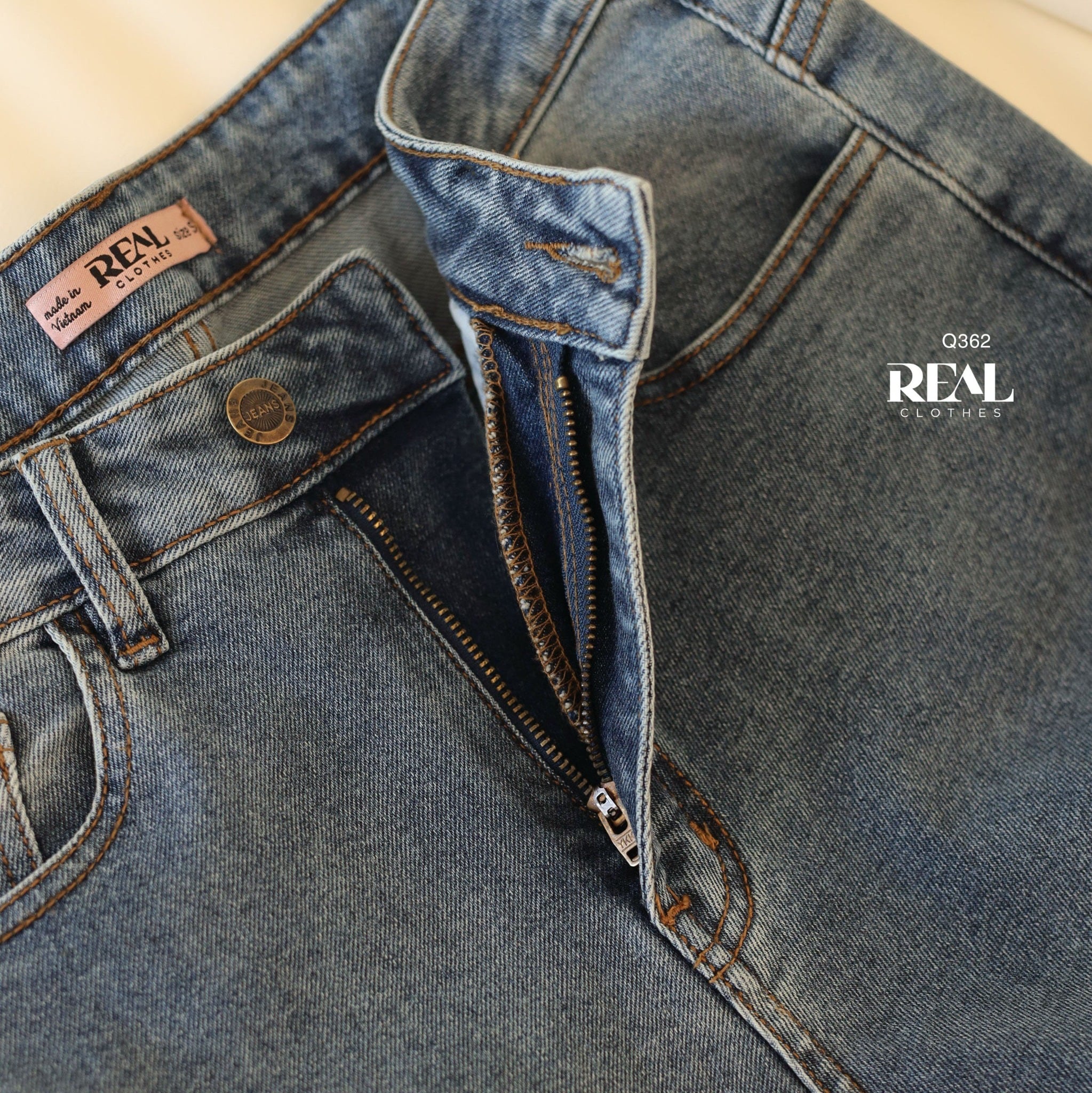 Quần Jeans ống đứng xanh đậm