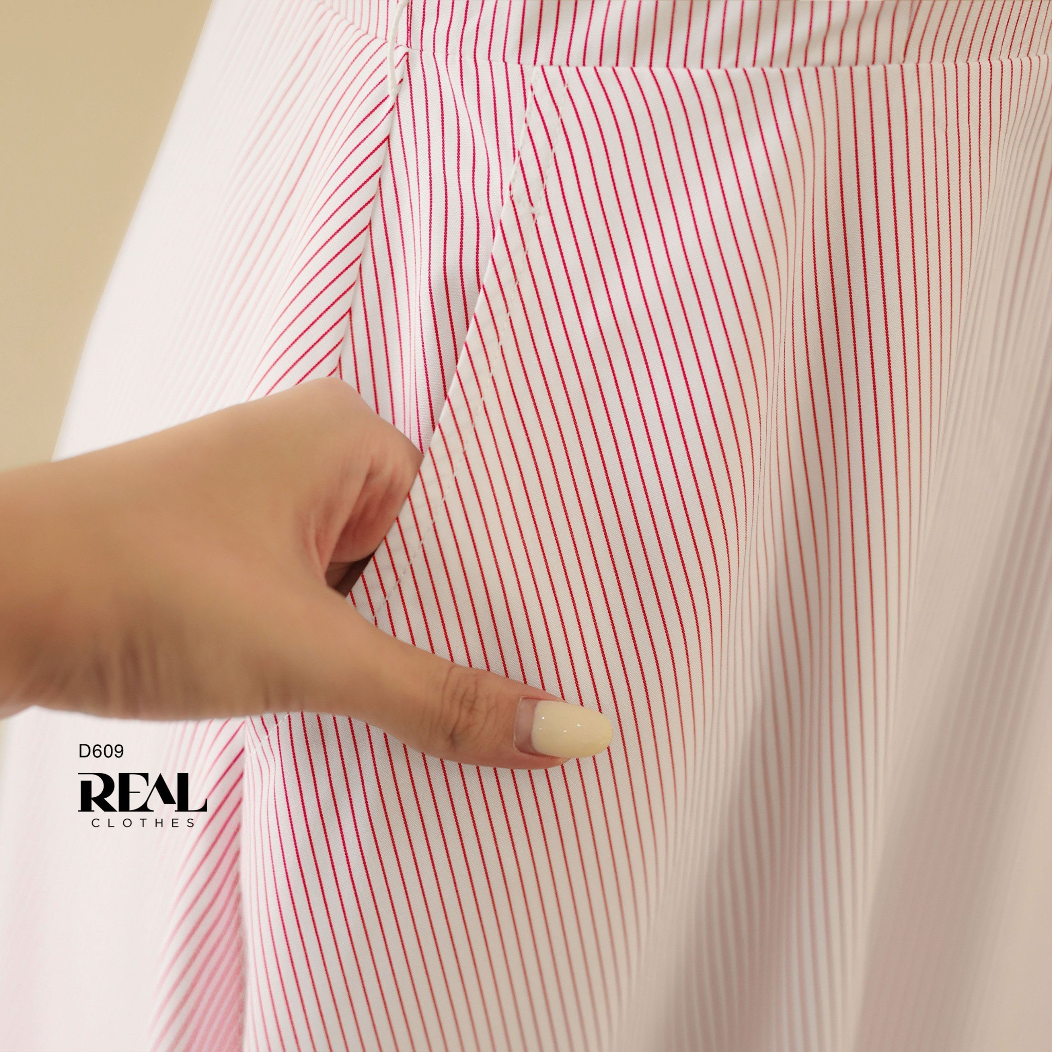 Đầm Sơ Mi Xòe Sọc Hồng