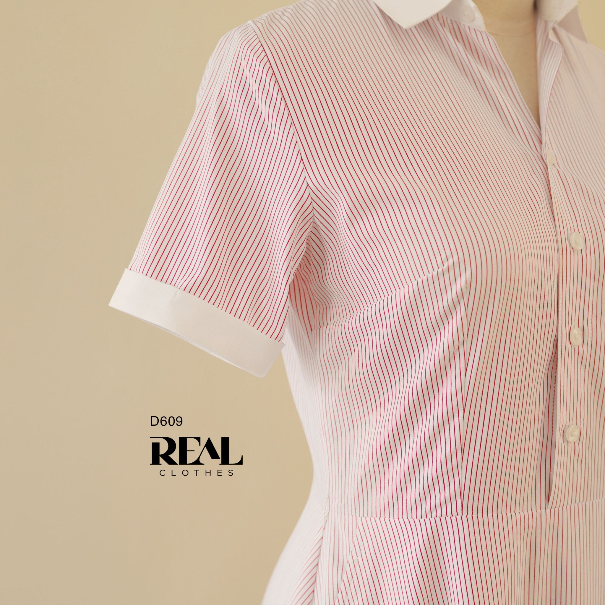 Đầm Sơ Mi Xòe Sọc Hồng