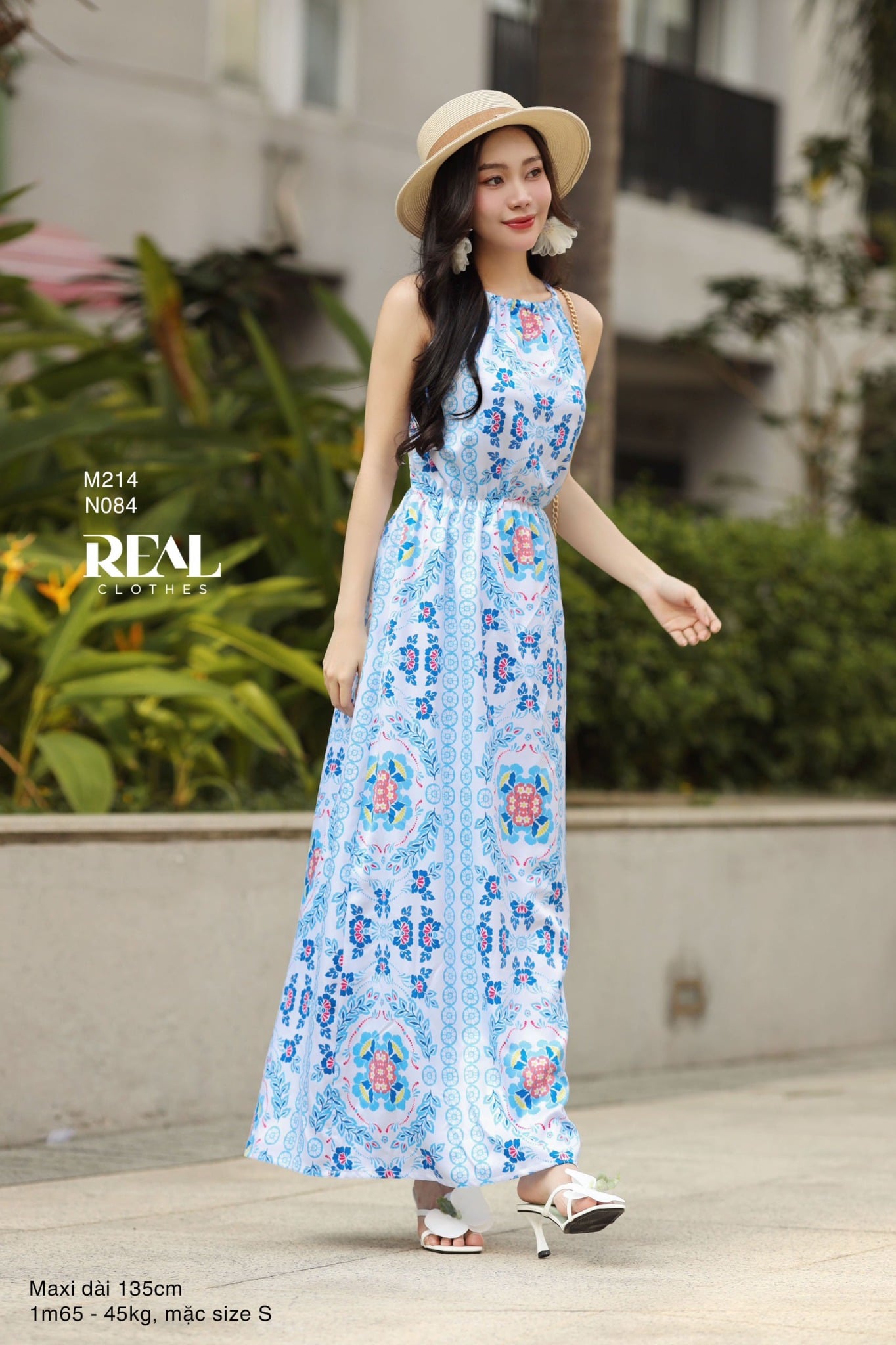 Maxi yếm hoa blue SALE