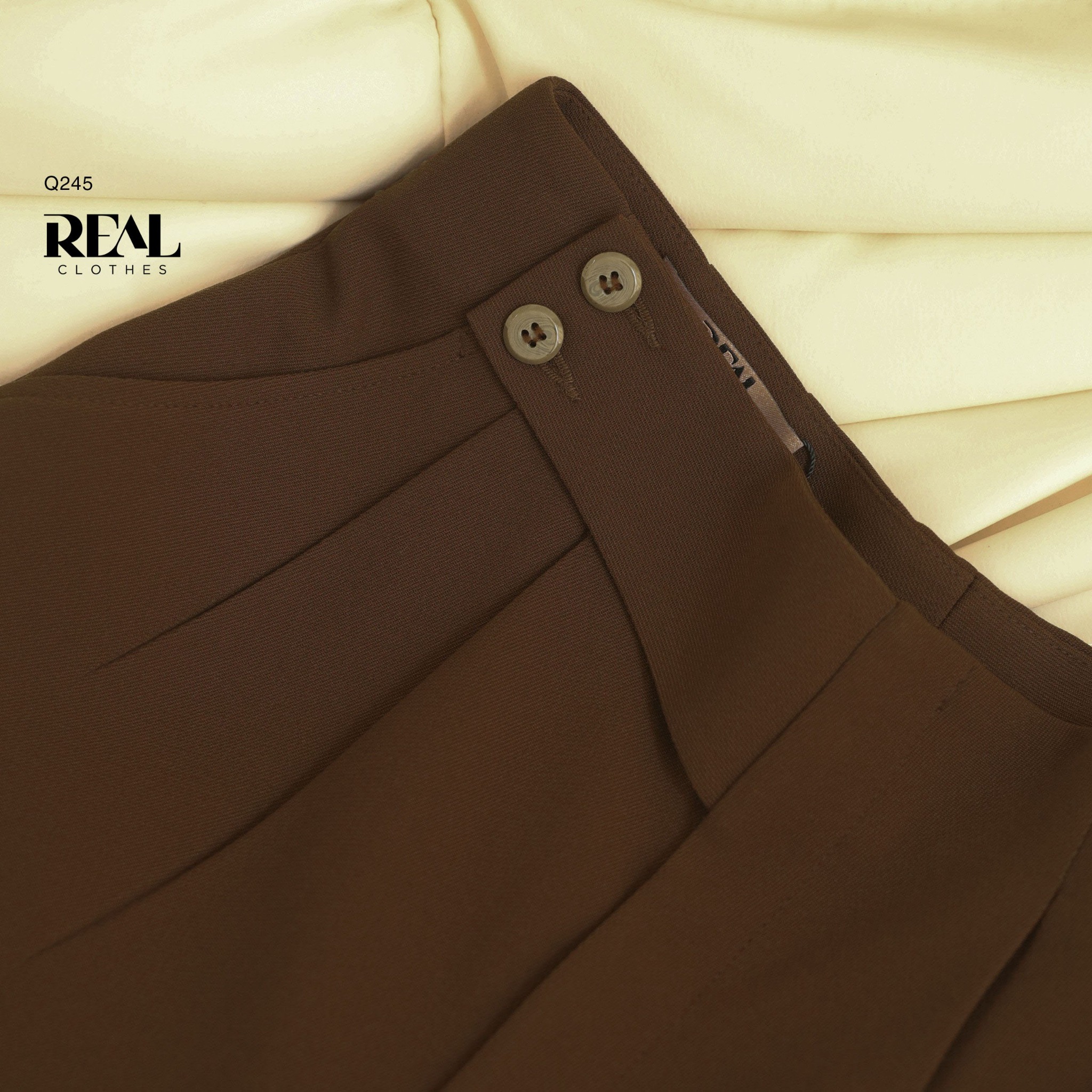 Quần suông Tokyo nút nâu đậm