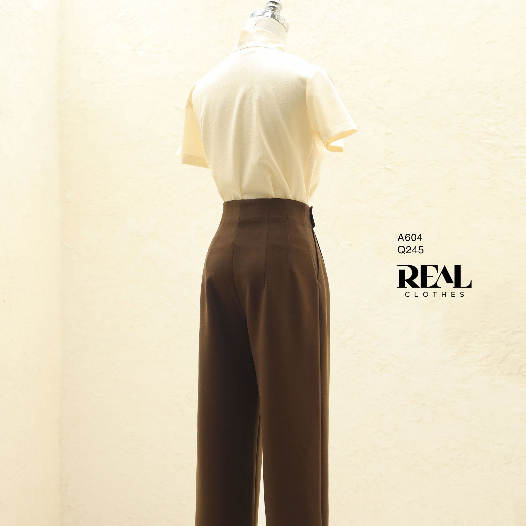 Quần suông Tokyo nút nâu đậm