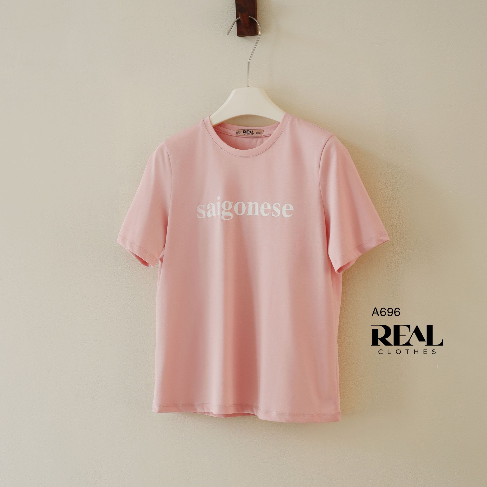 Áo thun cotton hồng SAIGON SALE