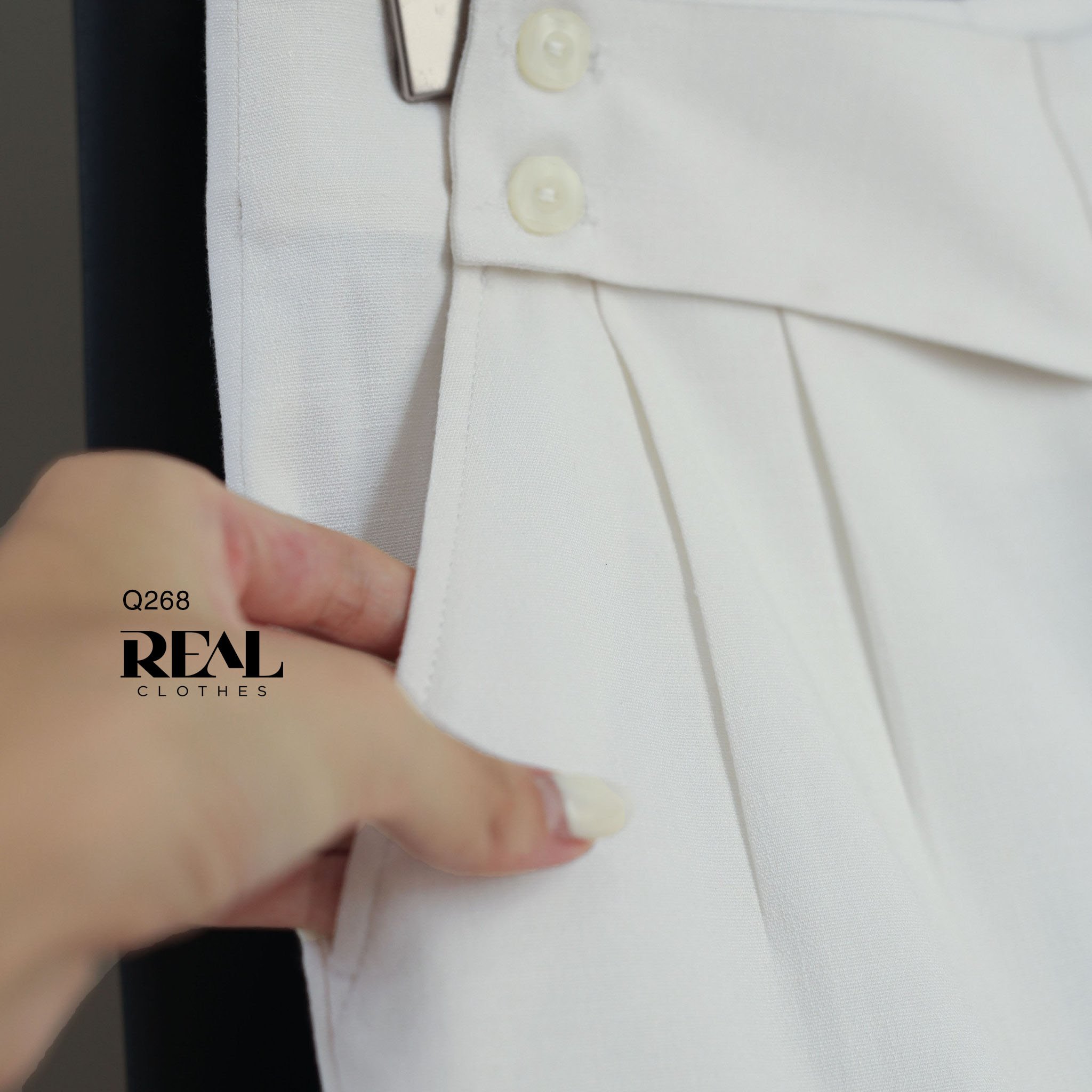 Quần suông Tokyo nút linen trắng