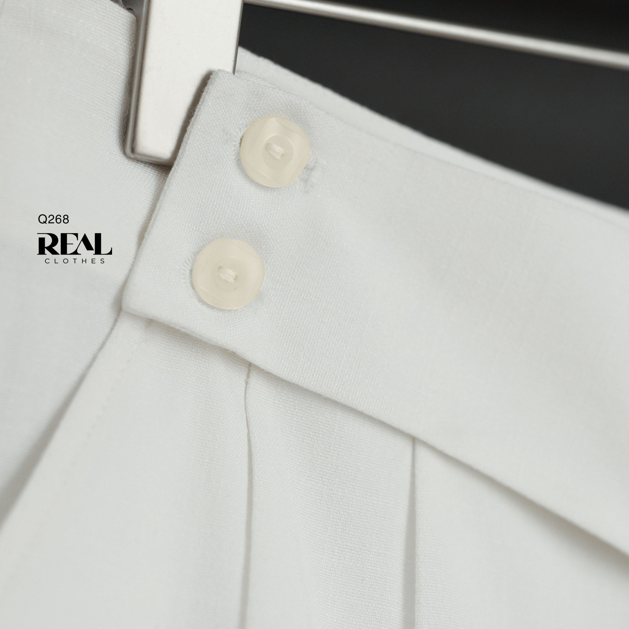 Quần suông Tokyo nút linen trắng