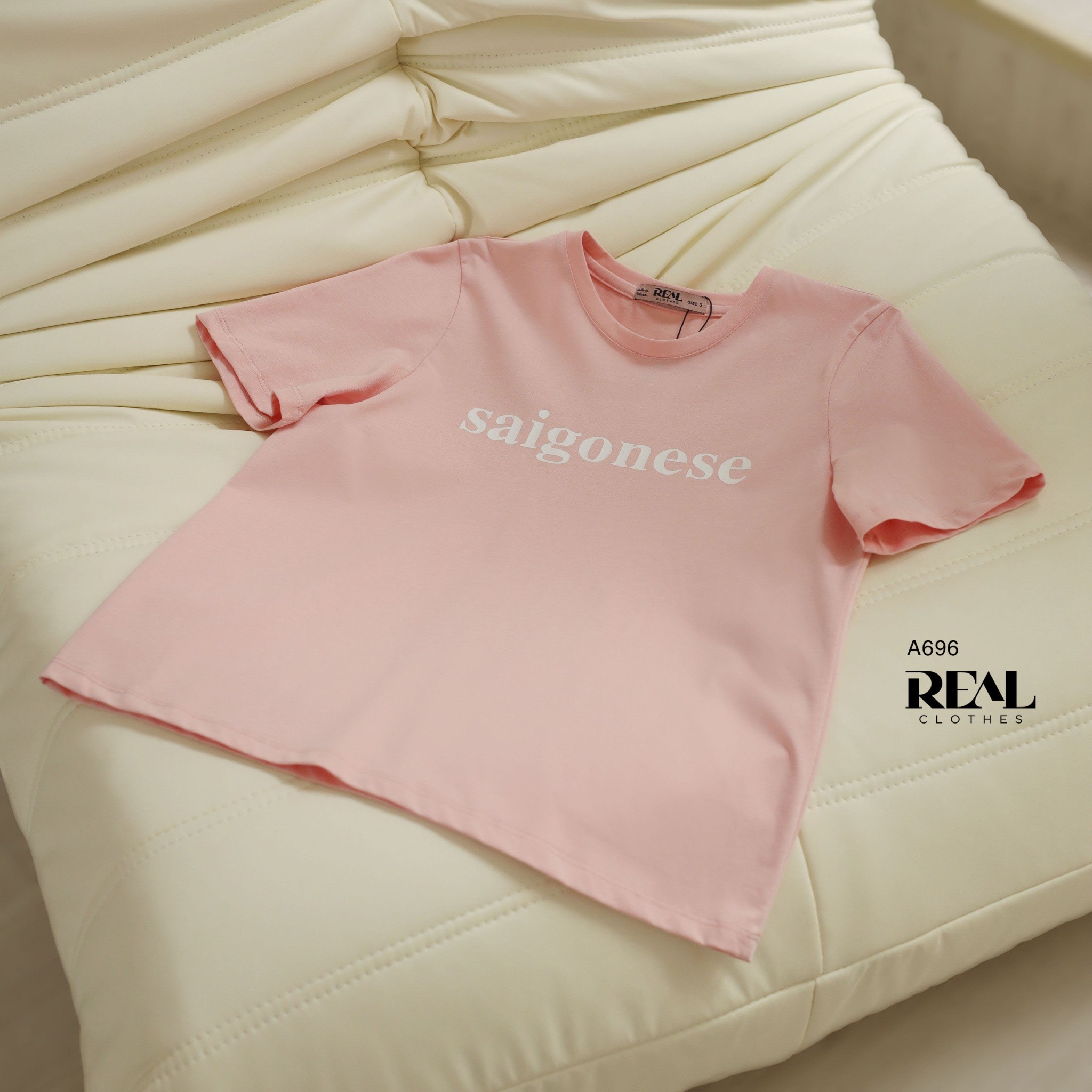 Áo thun cotton hồng SAIGON SALE