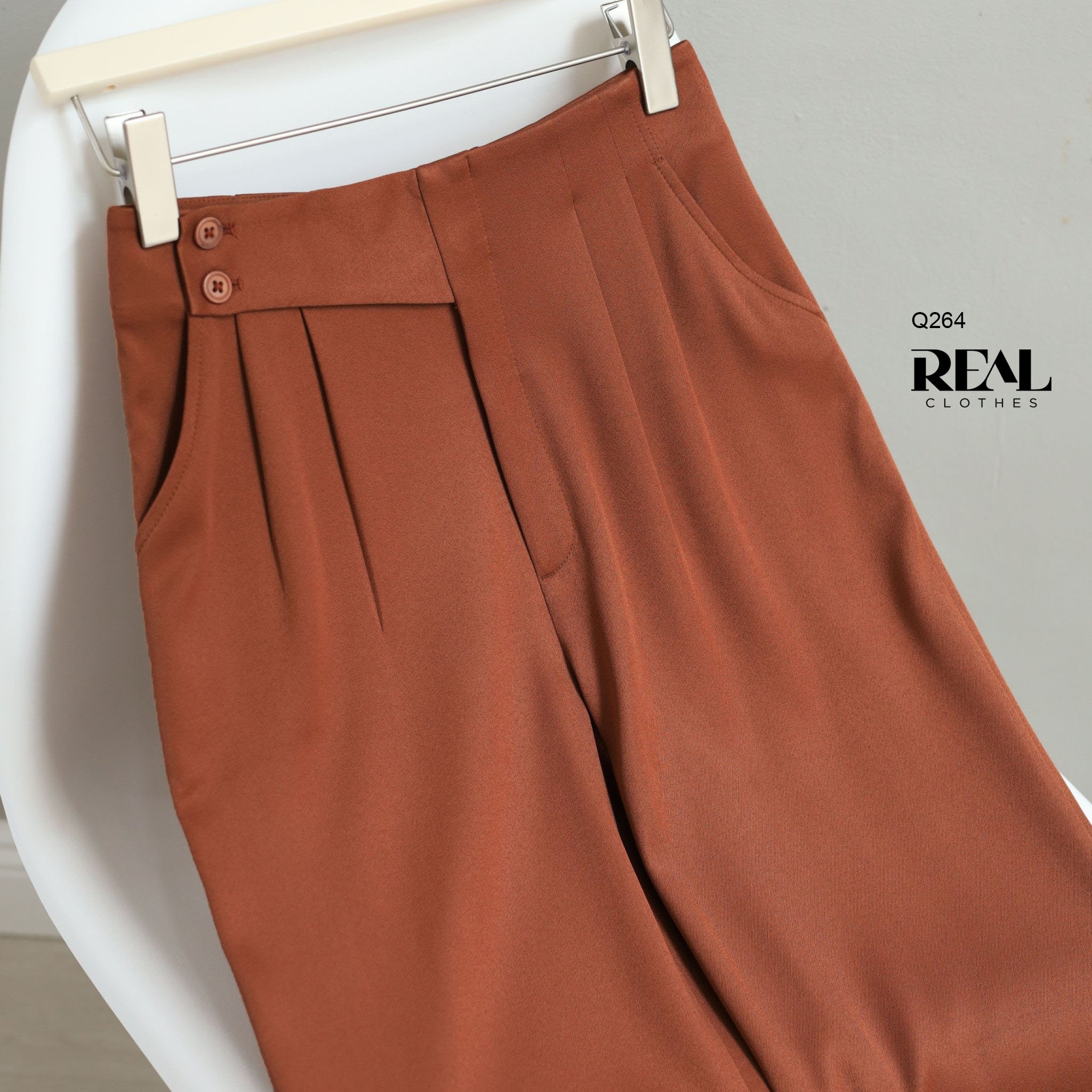 Quần suông Tokyo nút hạt dẻ SALE